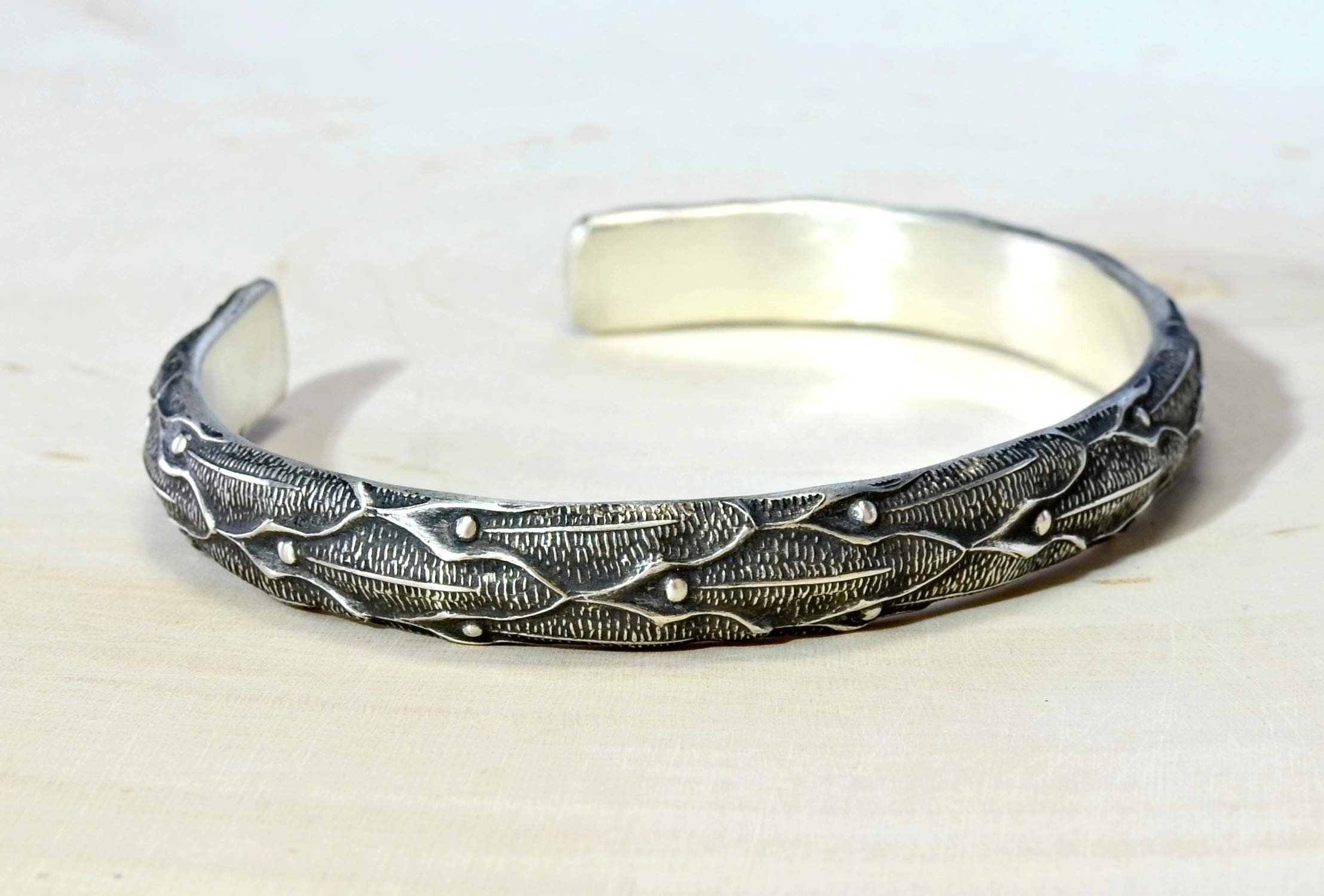 Sterling Silver Dragon Scale Cuff Bracelet for Women's Fashion Jewelry