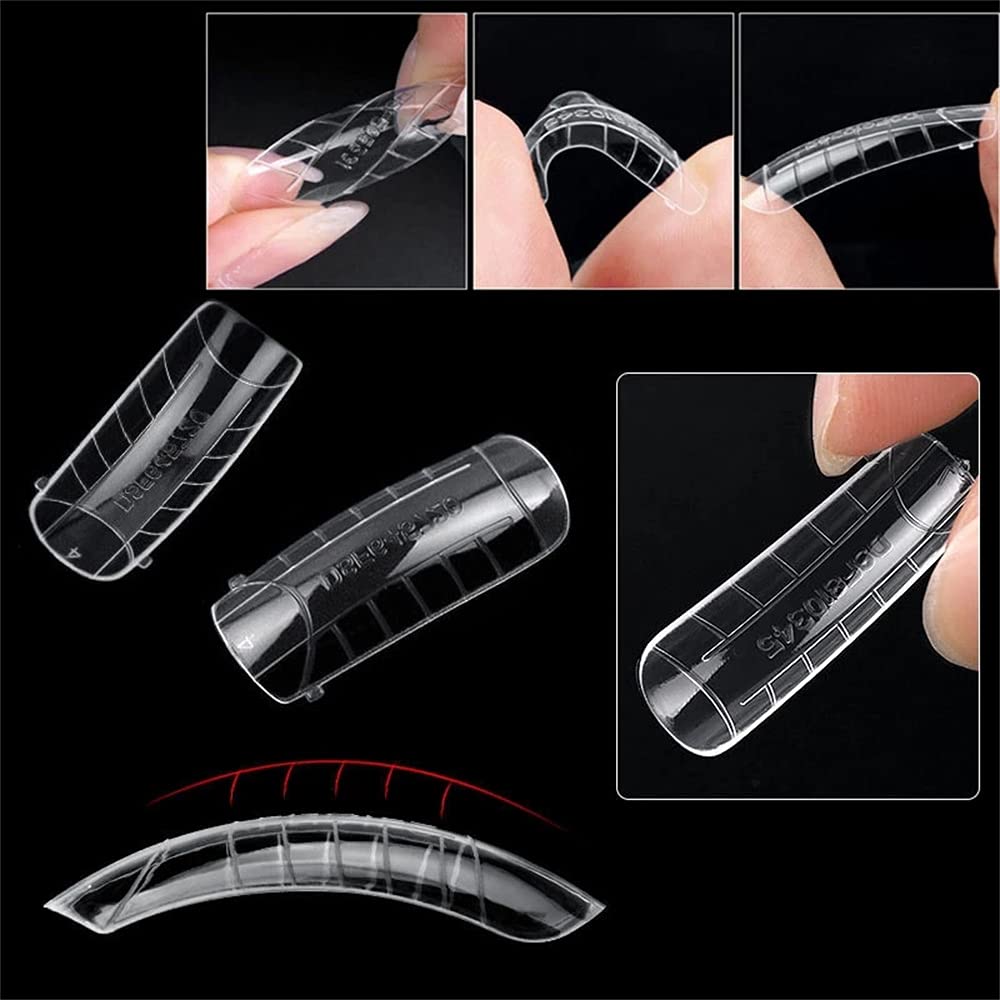120 Pcs Quick Building Nail Mold Tips - Dual Forms for Finger Extension & Nail Art - UV Gel & Acrylic Nail Extension Tool with Scale - Perfect for Salon, DIY Manicure & Home Nail Art