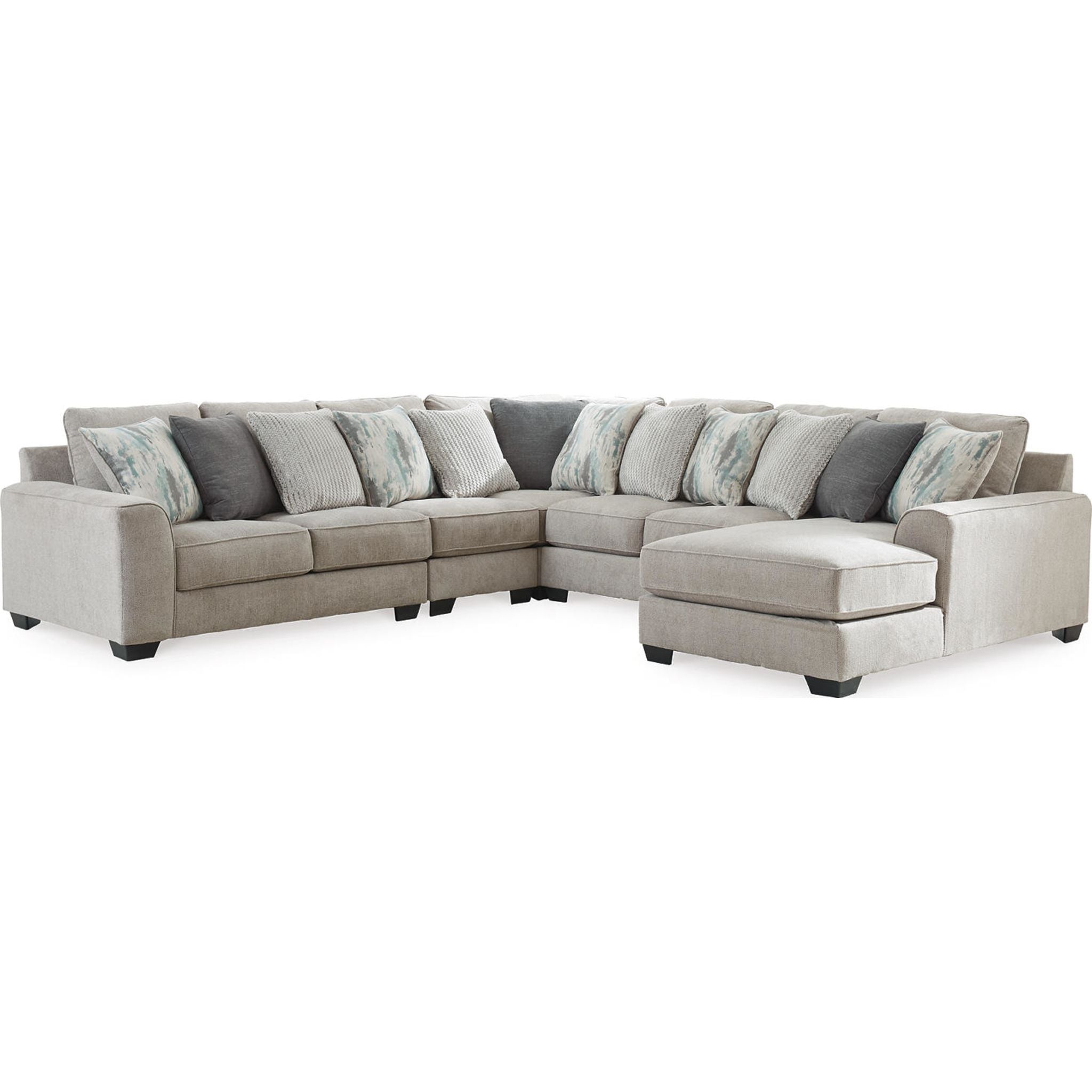 Ardsley 5-Piece Sectional Sofa with Chaise Lounge - Modern L-Shaped Couch Set for Living Room, Family Room & Home Theater - Soft Fabric Upholstery & Comfortable Seating