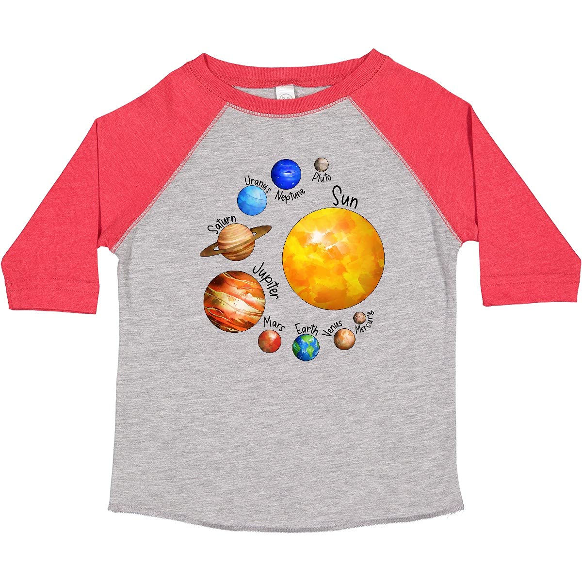 Inktastic Sun and Planets - Yes, and Pluto Toddler T-Shirt | Cute Space Theme Kids Tee for Boys & Girls | Perfect for School, Playdates & Astronomy Lovers