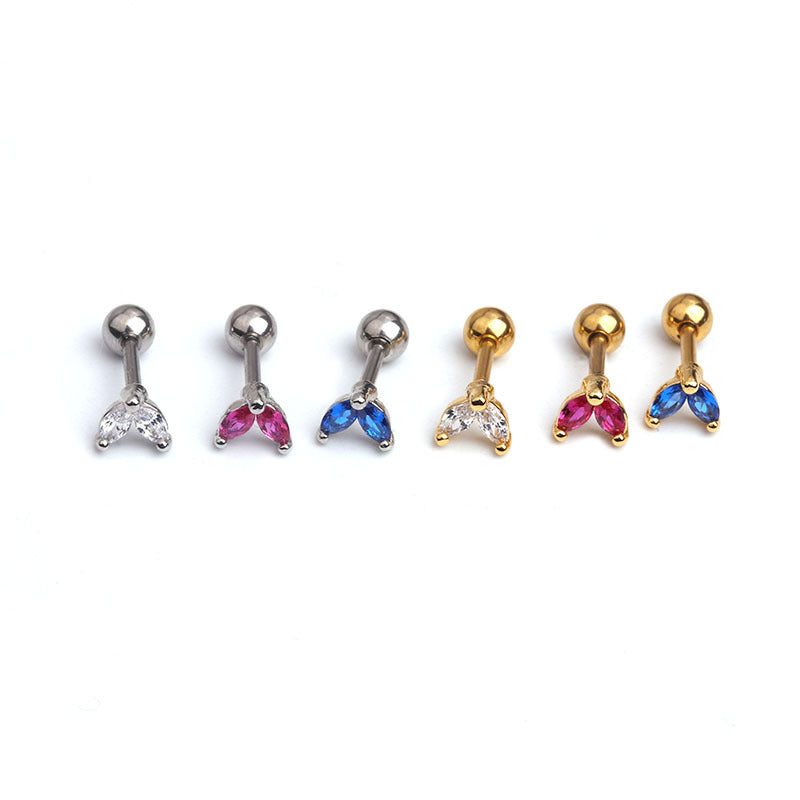 16G Fish Tail Tiny Cartilage Stud Earrings - Hypoallergenic Stainless Steel Ear Piercing Jewelry for Helix, Tragus, Conch | HSPJ1963 | Perfect for Everyday Wear & Special Occasions