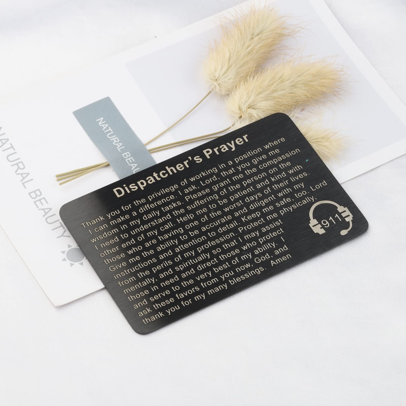 UJIMS Thin Gold Line 911 Dispatcher Gift - Emergency Responder Prayer Wallet Insert with Message Card - Perfect for Police, Firefighters & EMTs - Thoughtful First Responder Appreciation Gift for Daily Use
