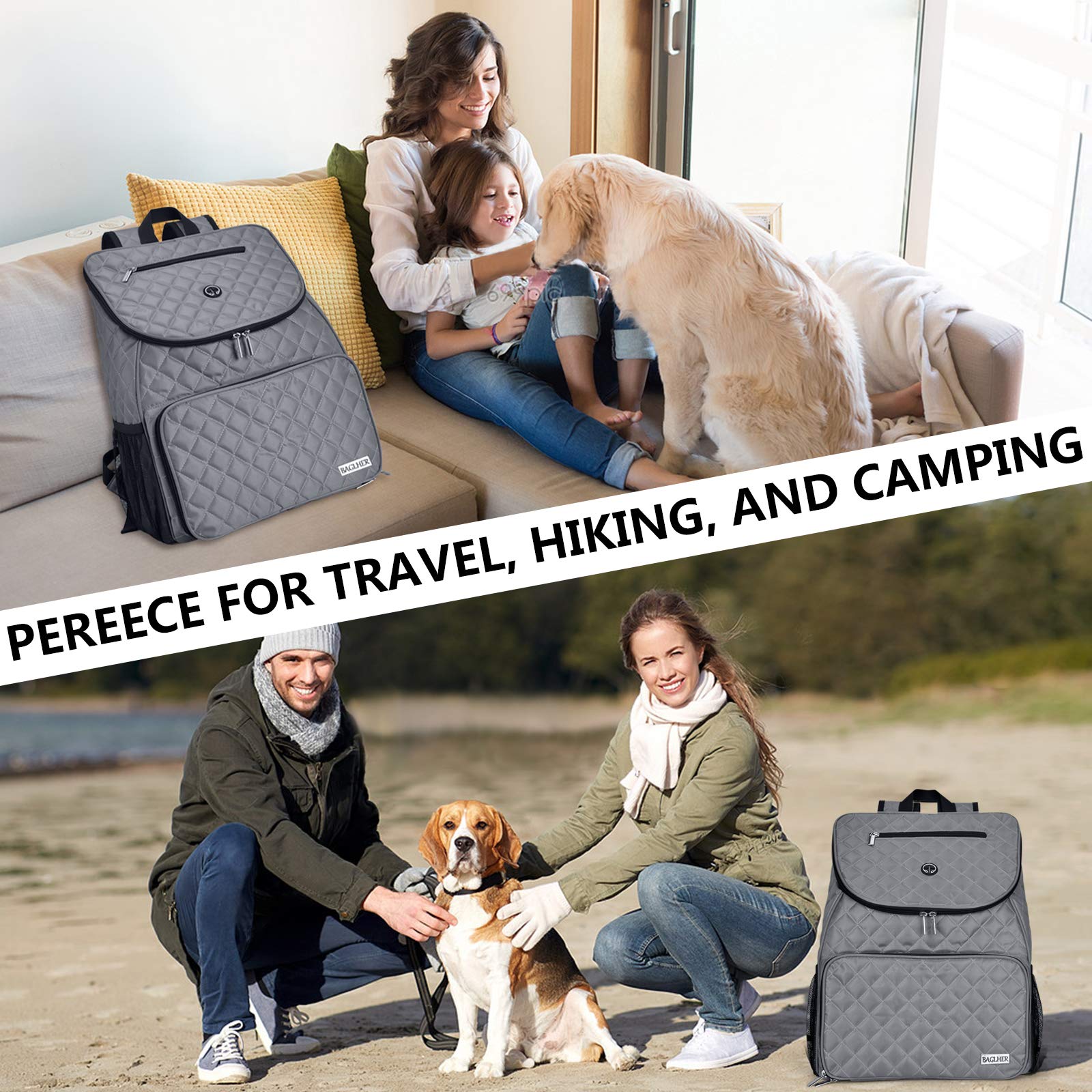 BAGLHER Airline Approved Dog Travel Backpack - Pet Carrier with 2 Collapsible Bowls & Food Containers for Small Medium Dogs - Perfect for Air Travel, Hiking, and Outdoor Adventures