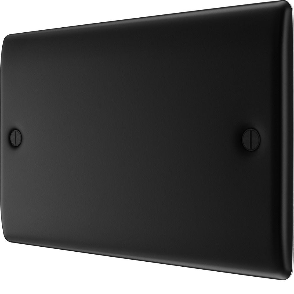 BG Nexus Metal Matt Black Double Blank Plate NFB95 - Premium Electrical Cover for Home & Office - Ideal for Wall Outlets, Switches & Wiring Access