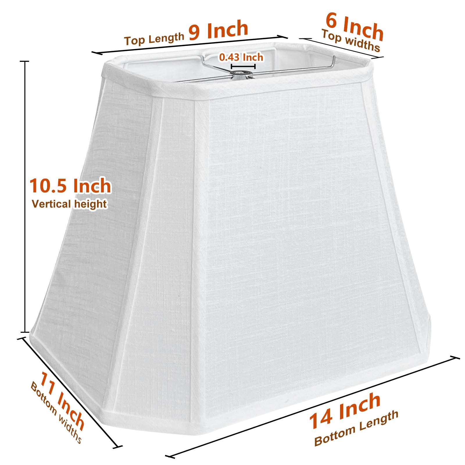 TOOTOO STAR White Linen Lamp Shade 6x9x10.5 Inches Rectangle Table & Floor Lamp Shade with Bell Cut Corners - Perfect for Living Room, Bedroom, and Office Lighting Decor