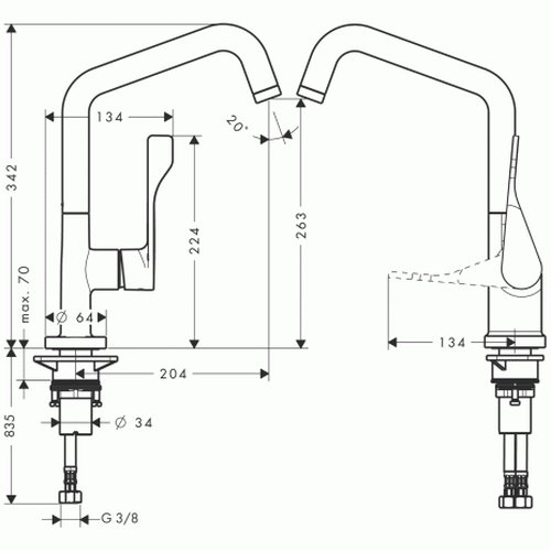 AXOR AX Citterio Single Lever Kitchen Faucet in Stainless Steel - Modern & Durable for Home, Restaurant & Commercial Use