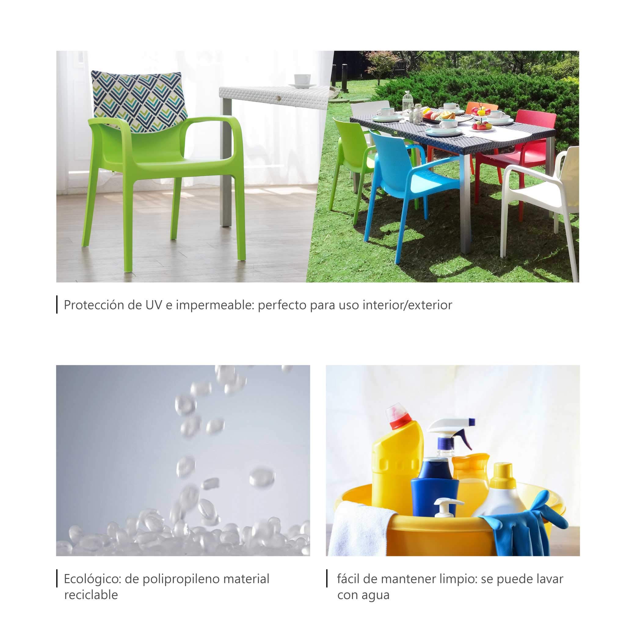Strata Furniture Alissa Weatherproof Polypropylene Outdoor Dining Chairs (Set of 2) - Teal Blue - Perfect for Patio, Garden, Poolside & Backyard Relaxation