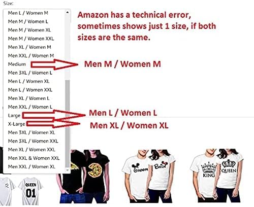 Matching Couple T-Shirts Set - His & Hers King and Queen Shirts for Valentine's Day, Anniversary Gifts, Date Night Outfits
