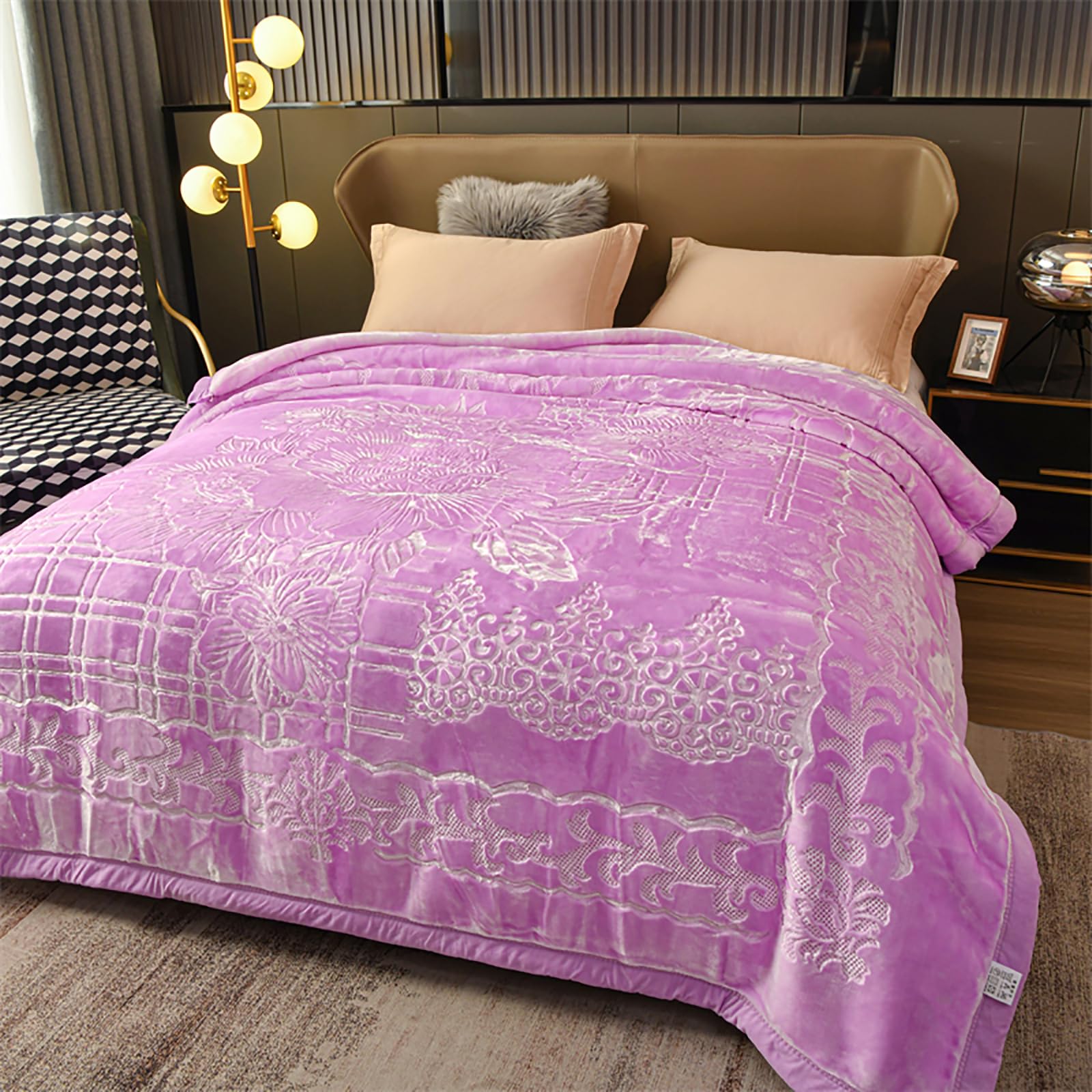 LGYKUMEG 11 Lb Heavy Korean Blanket - Queen Size 2 Ply Reversible Silky Soft Plush Warm Blanket for Autumn & Winter - Cozy for Bed, Couch, and Home Decor