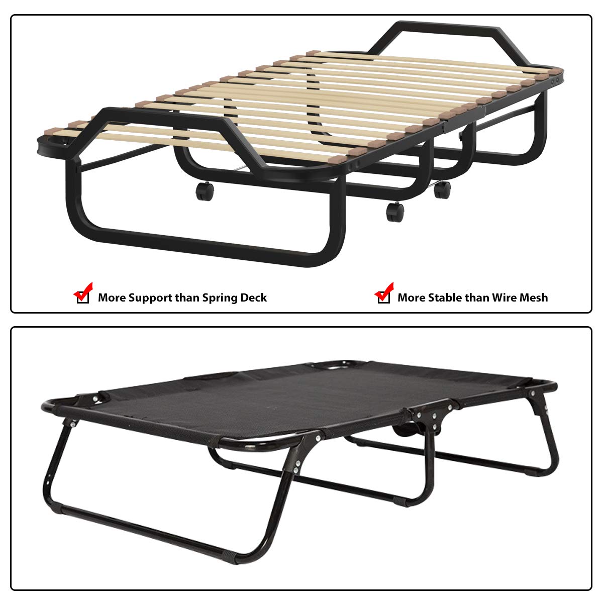 GOFLAME Foldable Rollaway Bed with Memory Foam Mattress - Portable Guest Bed for Adults & Kids, Sturdy Metal Frame - Space-Saving Sleeper for Home, Office & Travel - Made in Italy | Perfect for Spare Rooms, Sleepovers & Temporary Accommodation