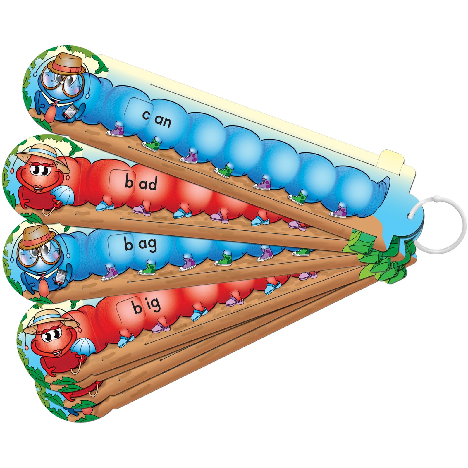 Really Good Stuff Slide and Learn Caterpillars: Interactive CVC Word Phonics Game with 24 Sliders & 5 O-Rings - Perfect for Kindergarten Reading & Early Childhood Education
