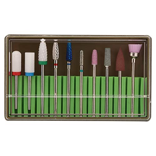 10PCS Professional Nail Drill Bits Set - Manicure Pedicure Kit for Dead Skin Removal, Nail Polishing & Care - Home & Salon Use - Perfect for DIY Nail Art, Acrylics & Gel Extensions (Model BH-06)
