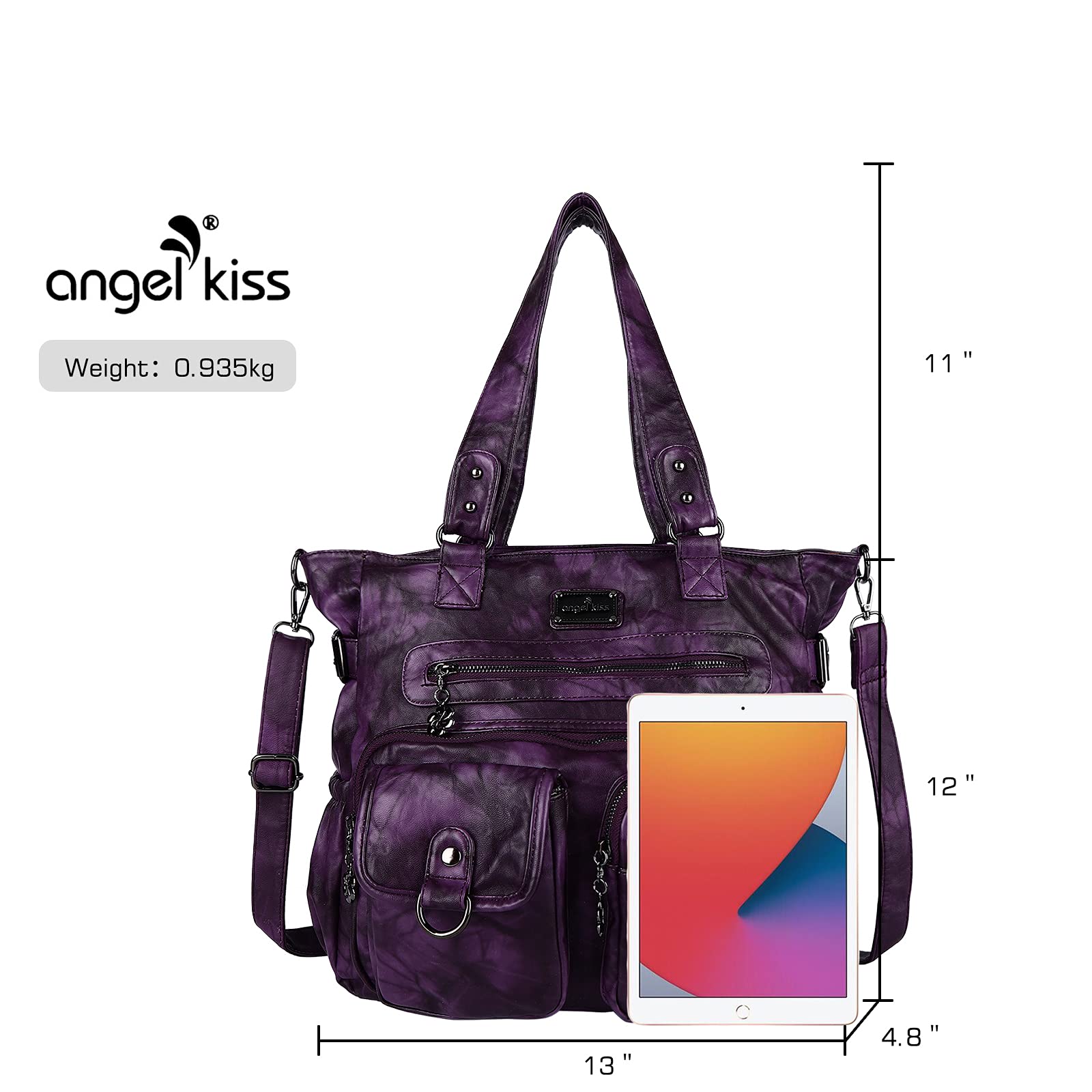 Angel Kiss Women's PU Leather Shoulder Tote Bag - Stylish for Work & Travel