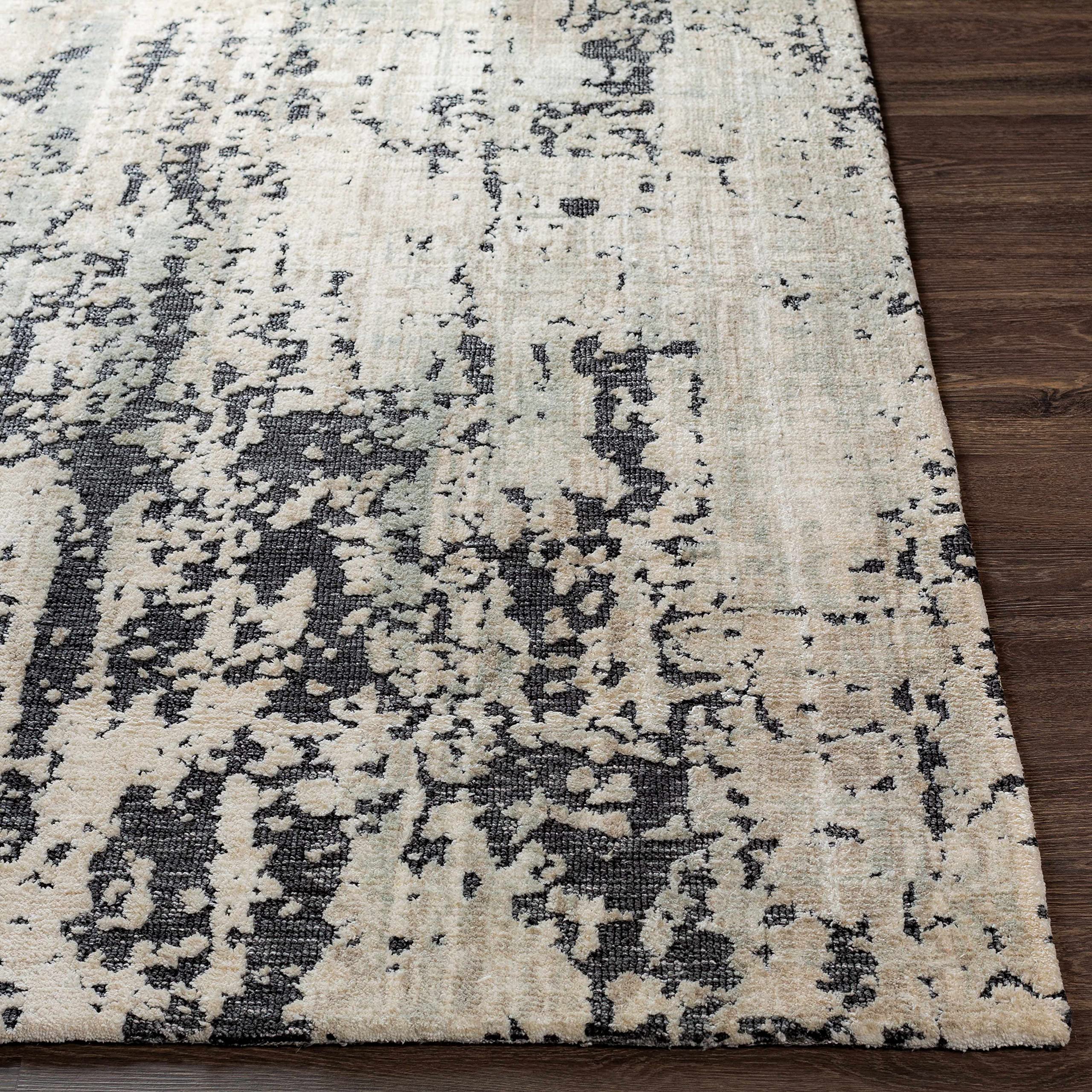 Modern Hauteloom Dundry Area Rug for Living Room & Bedroom - Soft Contemporary Design in Charcoal, Gray & Peach - 2' x 3' - Perfect for Cozy Home Decor, Apartment Styling & Office Spaces