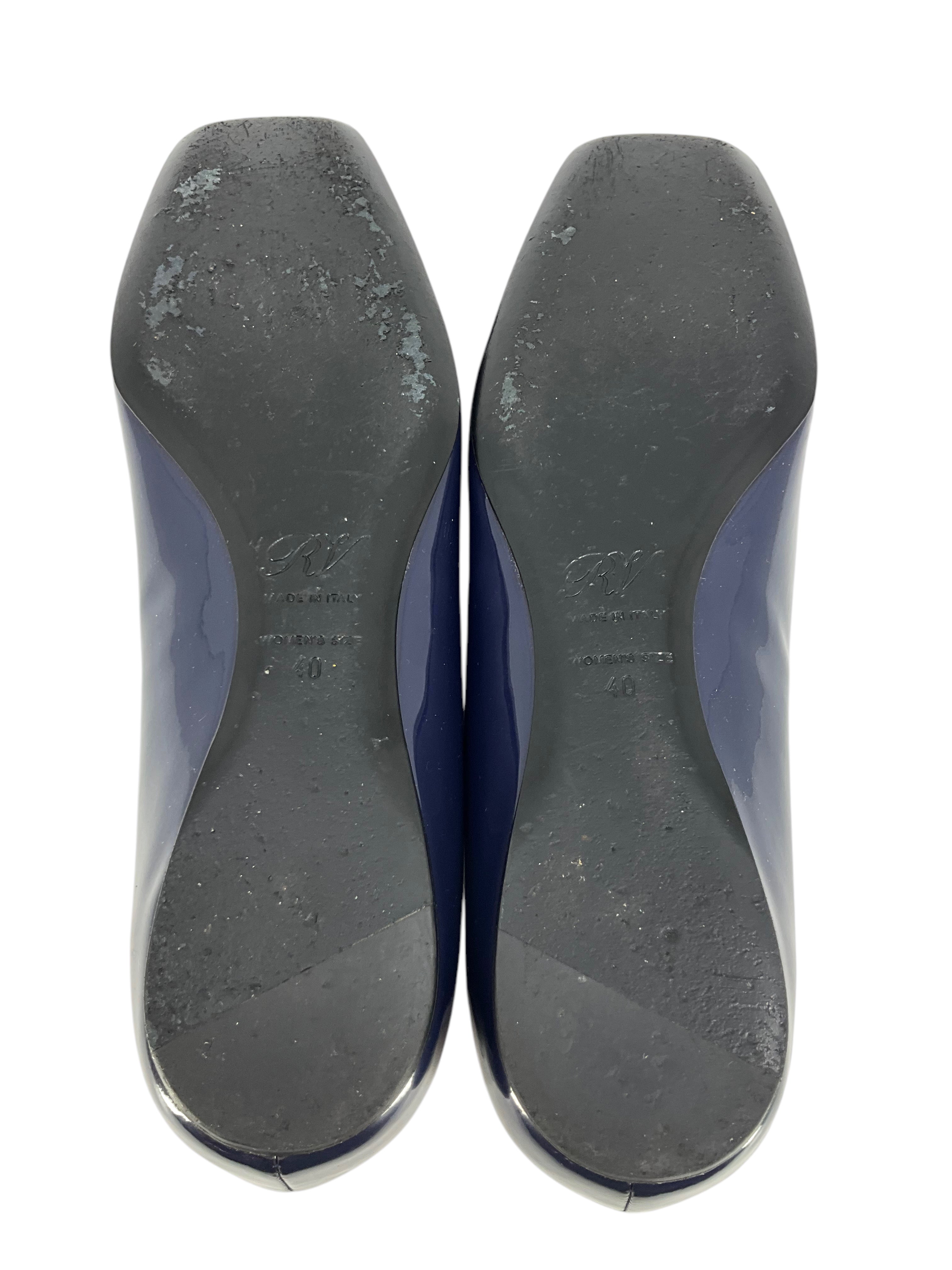 Roger Vivier Belle Vivier Patent Leather Flats - Women's Size 10 US | Classic Pointed Toe Ballet Shoes for Work, Office & Formal Occasions