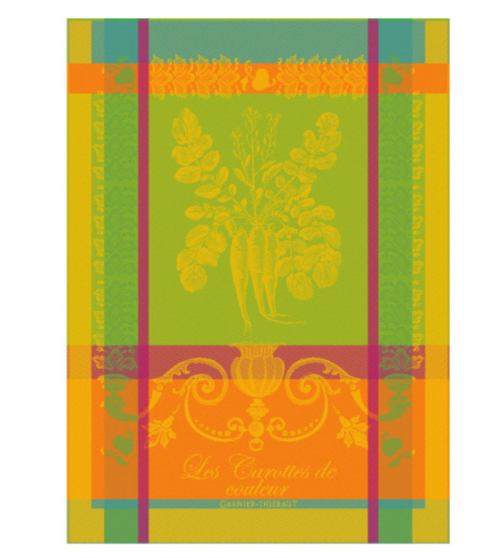 Colorful Carrot Tea Towel - 100% Cotton Kitchen Towel for Drying Dishes, Decor & Gift - Perfect for Farmhouse, Rustic & French Country Style Kitchens