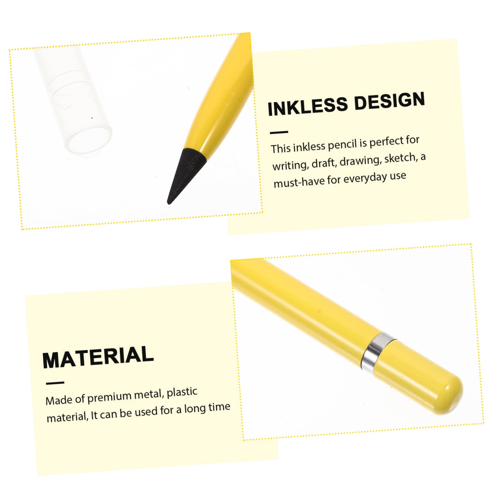 STOBOK 15 Pack Reusable Inkless Metal Pencils - Erasable Alloy Writing Tool for Kids & Adults - Perfect for School, Office & Sketching