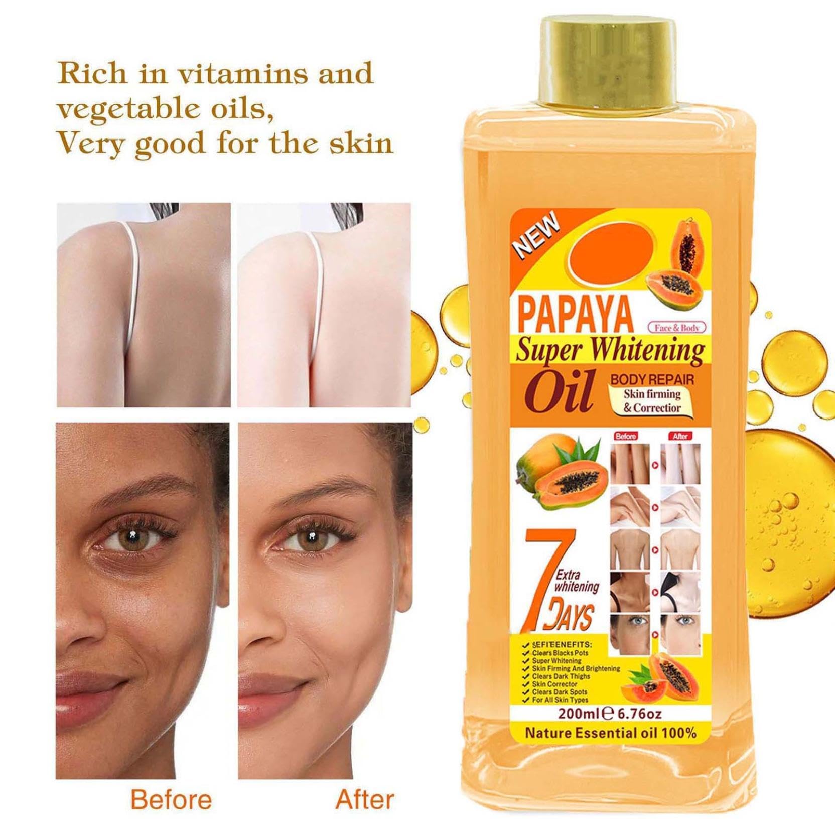 Soft 7 Turmeric Body Oil for Skin - 100% Natural Moisturizing Oil for Women & Men (200ml) | Hydrating, Nourishing & Brightening | Perfect for Dry Skin, Massage & Aromatherapy