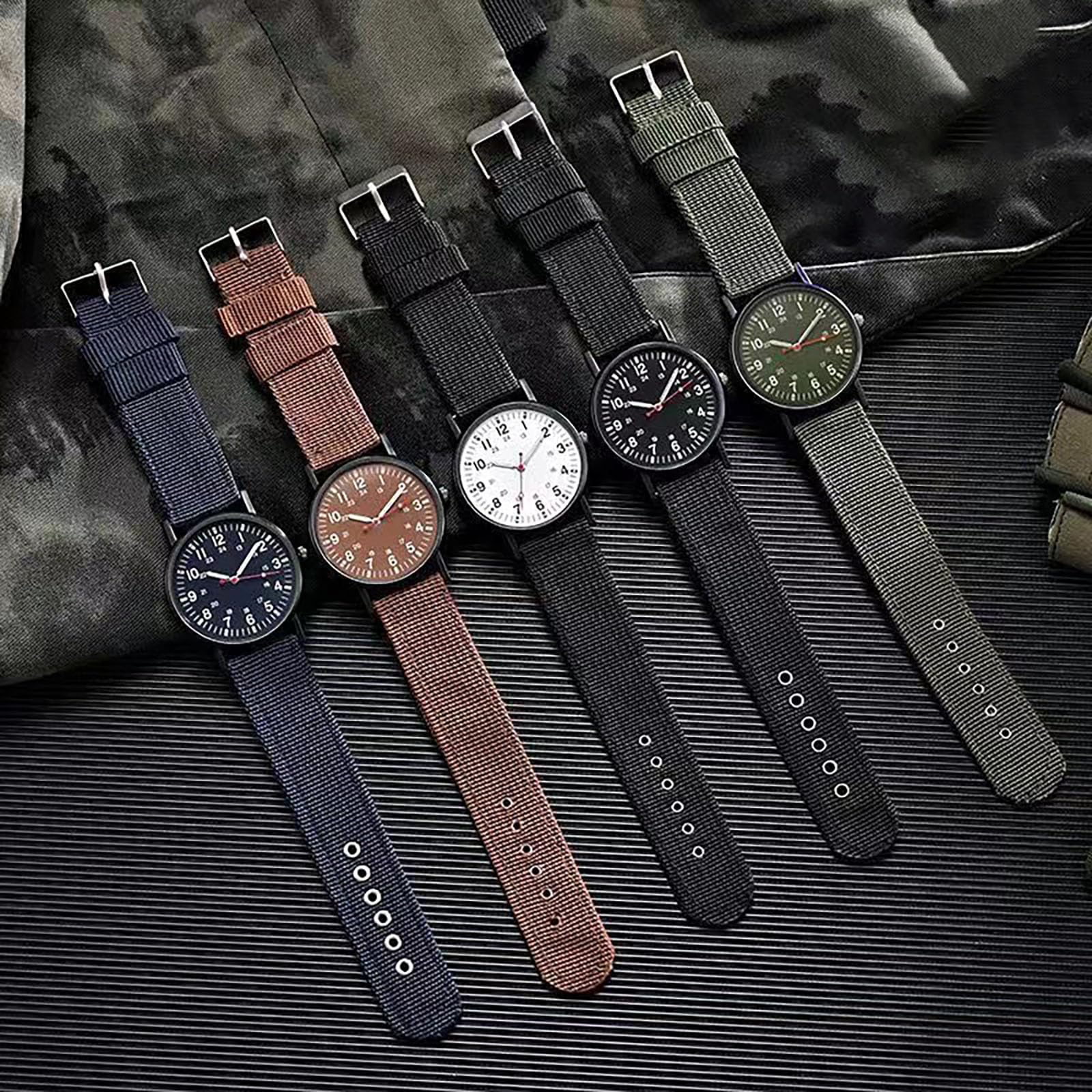 **Men's Casual Outdoor Watch with Nylon Band - Waterproof Quartz Wristwatch for Hiking, Travel & Everyday Wear**