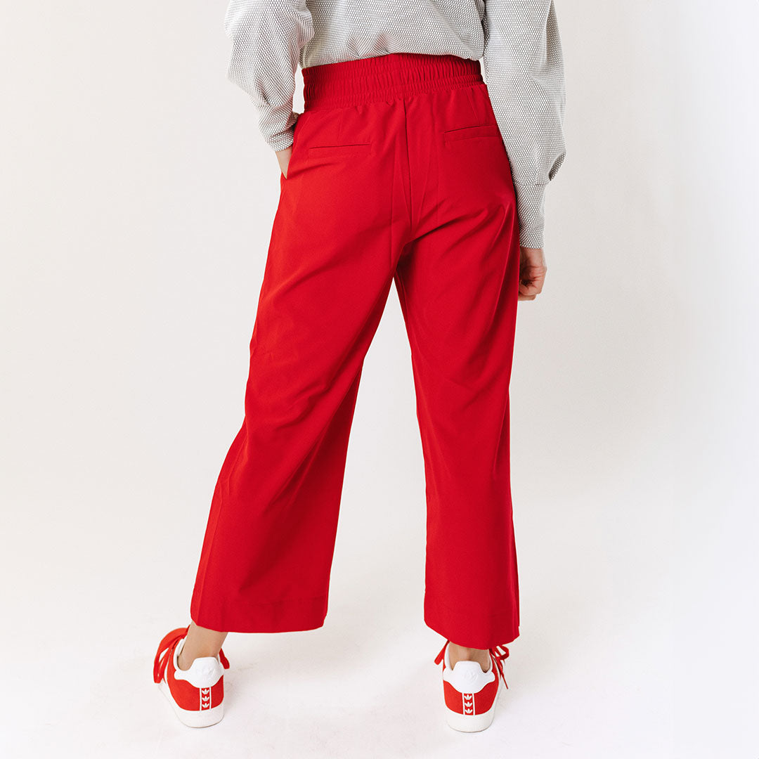 Utah Audrey Wide Leg Pants for Women - Comfortable High Waisted Flowy Trousers in Crimson Red | Perfect for Office, Casual Wear & Travel