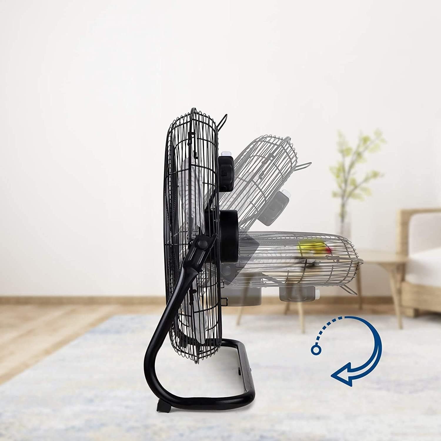 20 Inch 3 Speed High Velocity Heavy Duty Metal Industrial Floor Fan - 4650 CFM Powerful Airflow, Quiet Oscillation for Home, Office, Warehouse & Greenhouse - Indoor/Outdoor Use - Perfect for Cooling Large Spaces, Workshops & Patios - Black