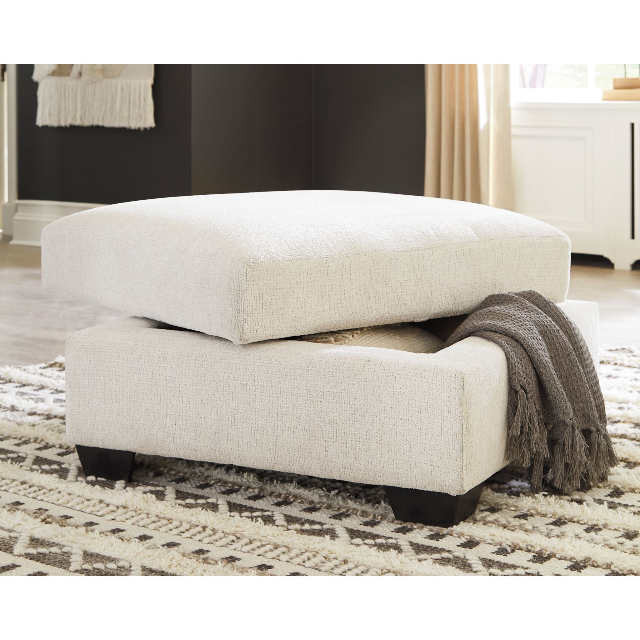 Brantley Storage Ottoman with Lift Top - Snow White - Versatile Footrest, Coffee Table & Hidden Storage for Living Room, Bedroom & Dorm