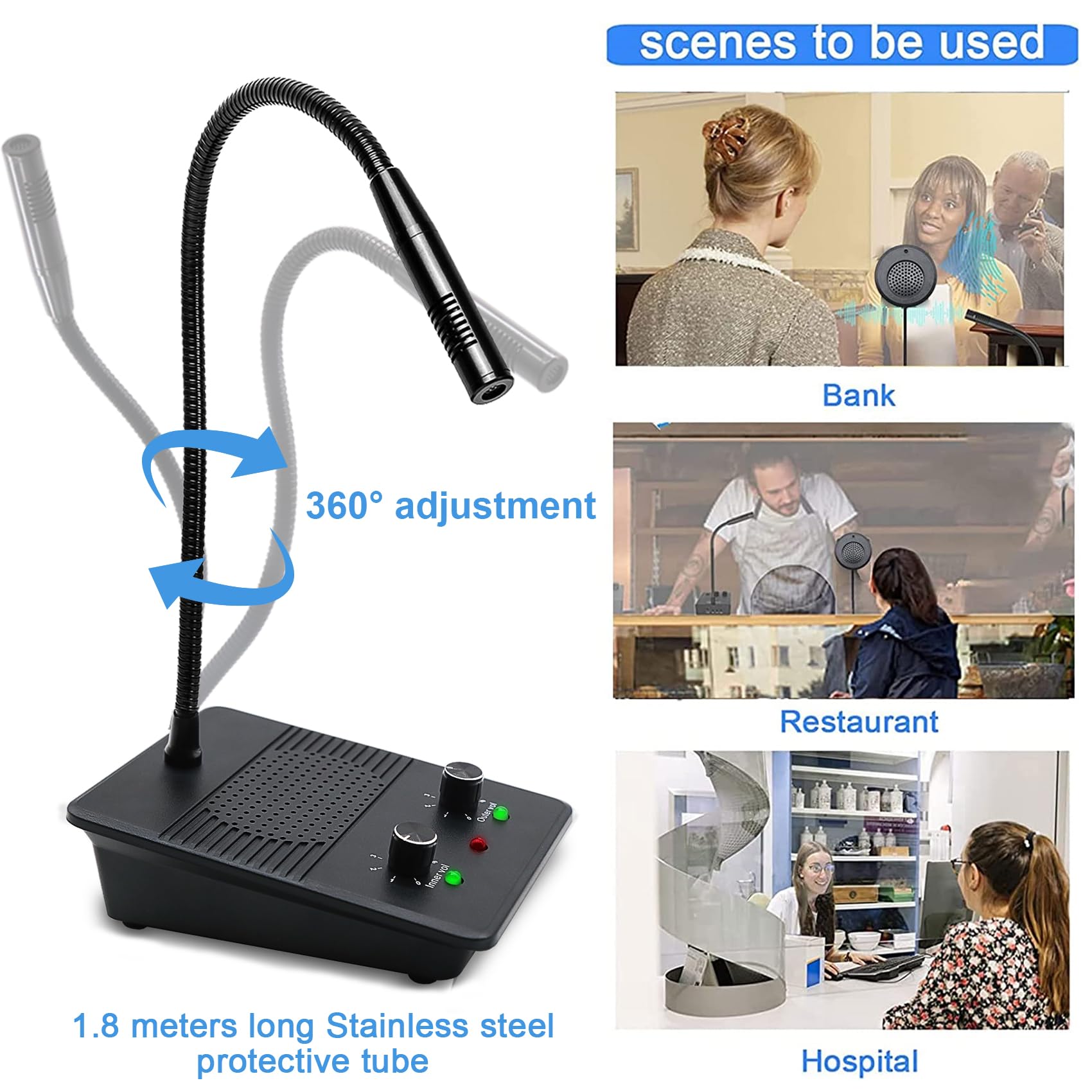 ChunHee Dual-Way Window Intercom System with Anti-Interference Microphone & Speaker - Clear Communication for Bank, Office, Hospital & Business - Ideal for Secure Transactions, Customer Service & Healthcare Facilities