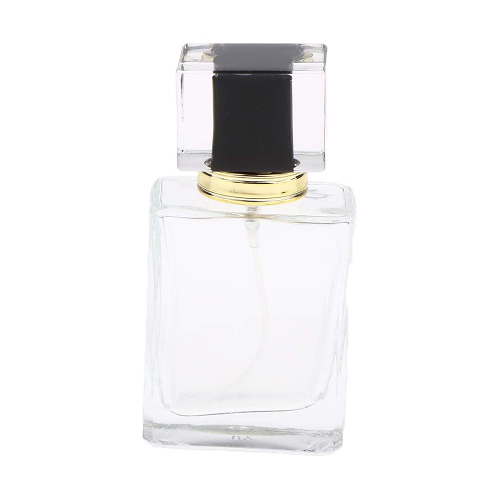 Bonarty 50ML Portable Clear Glass Perfume Bottle with Black Cap - Refillable Travel Perfume Atomizer for Women & Men, Perfect for Gym, Office, Travel & Daily Use