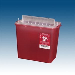 5 Qt Red Sharps Container with Horizontal Entry - Case of 20 (Compatible with PP-143002) | Safe Needle Disposal for Clinics, Hospitals & Home Healthcare