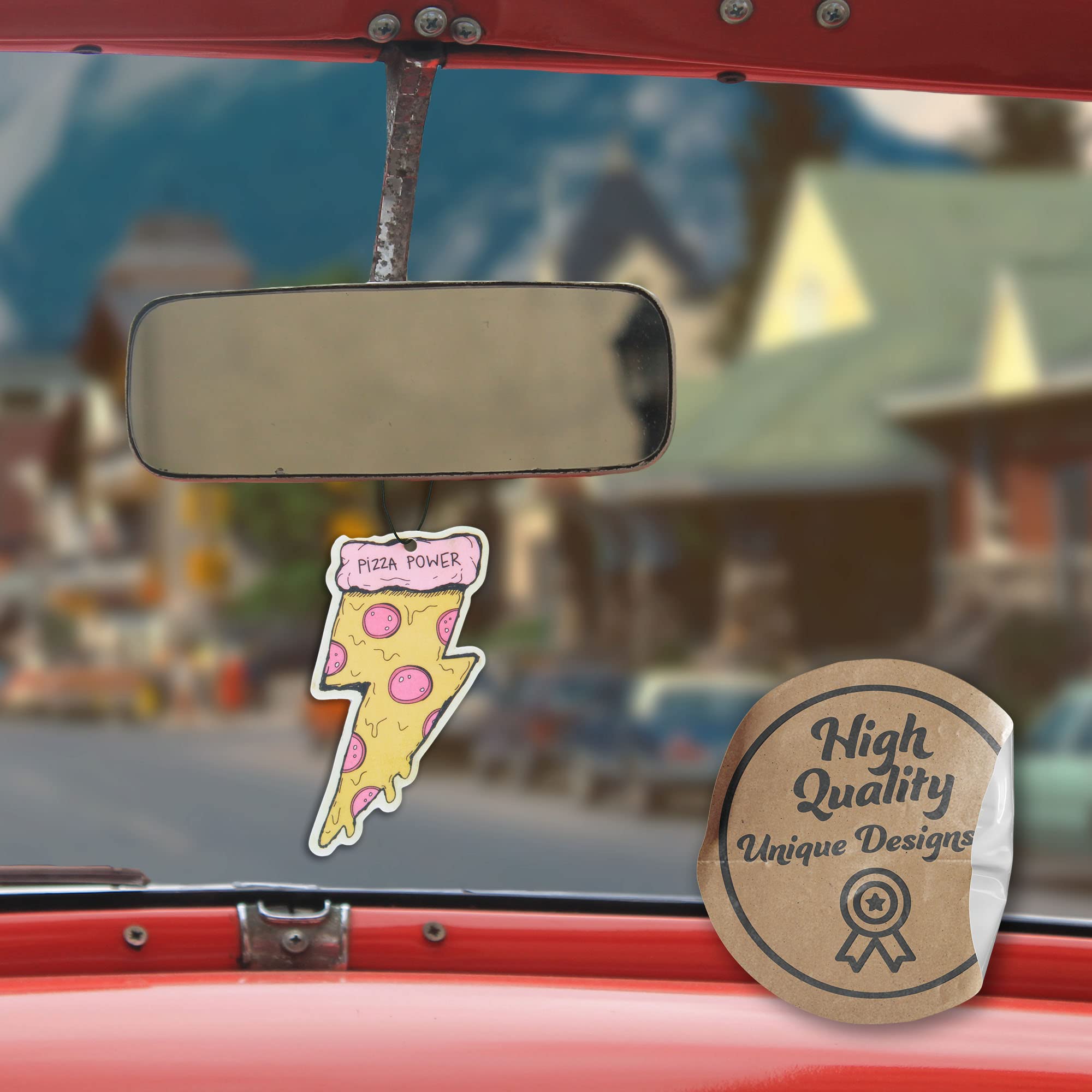 Fresh Fresheners Essential Oil Scented Pizza Car Air Freshener - 3 Pack | Long-Lasting Aroma for Cars, Trucks & Home | Perfect for Road Trips & Office Spaces