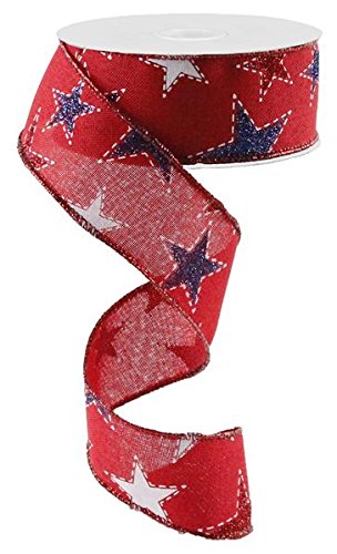Red Glitter Star Ribbon - 10 Yards for Gift Wrapping & DIY