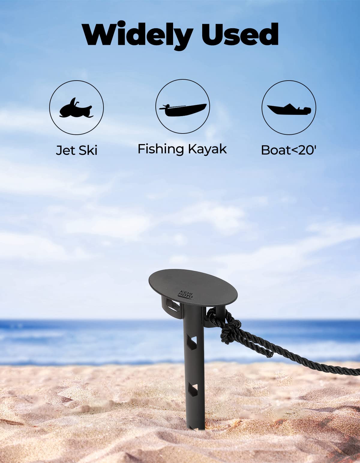 KEMIMOTO Boat Anchor Kit - Kayak, Jet Ski & PWC Anchor for Shallow Water with Sand Anchor - Perfect for Small Boats, Pontoons & Canoes | Marine Safety Equipment for Fishing & Water Sports