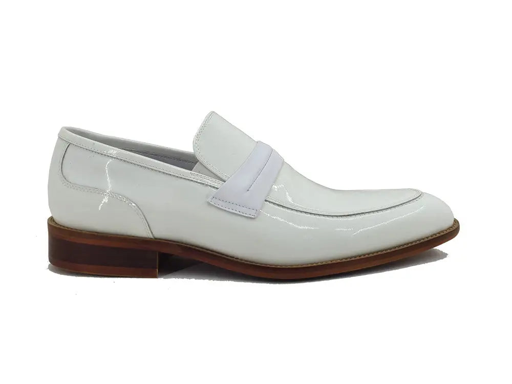 Patent Leather Tuxedo Penny Loafers for Men - Classic Formal Dress Shoes for Weddings & Business Occasions
