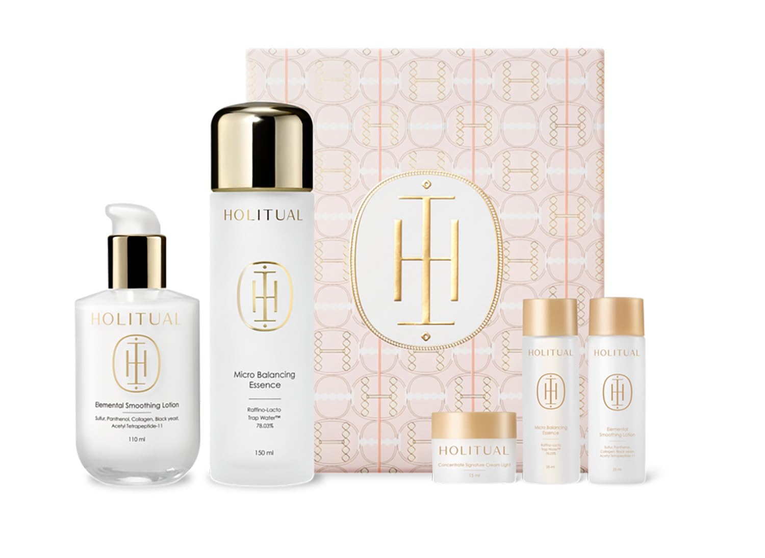 Holitual Essential Skincare Set - Hydrating Emulsion & Anti-Aging Essence (5-Piece Kit) for Daily Face Care & Night Routine | Perfect for Dry, Sensitive & Mature Skin Types