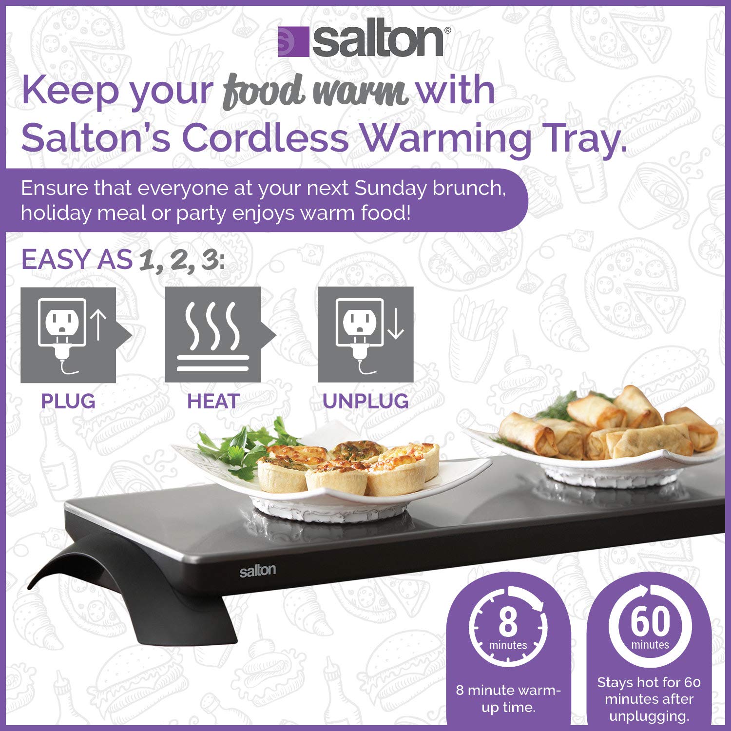 Salton Cordless Electric Warming Tray - Medium 23.75