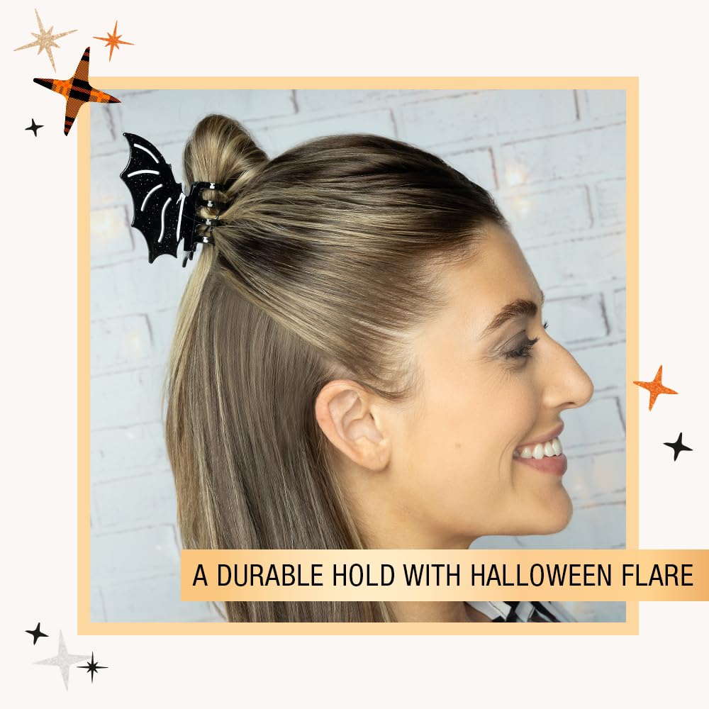 Scunci by Conair Bat Claw Hair Clip - Black Halloween Hair Accessories for Women - 1 Count - Perfect for Costume Parties, Spooky Events & Everyday Gothic Style