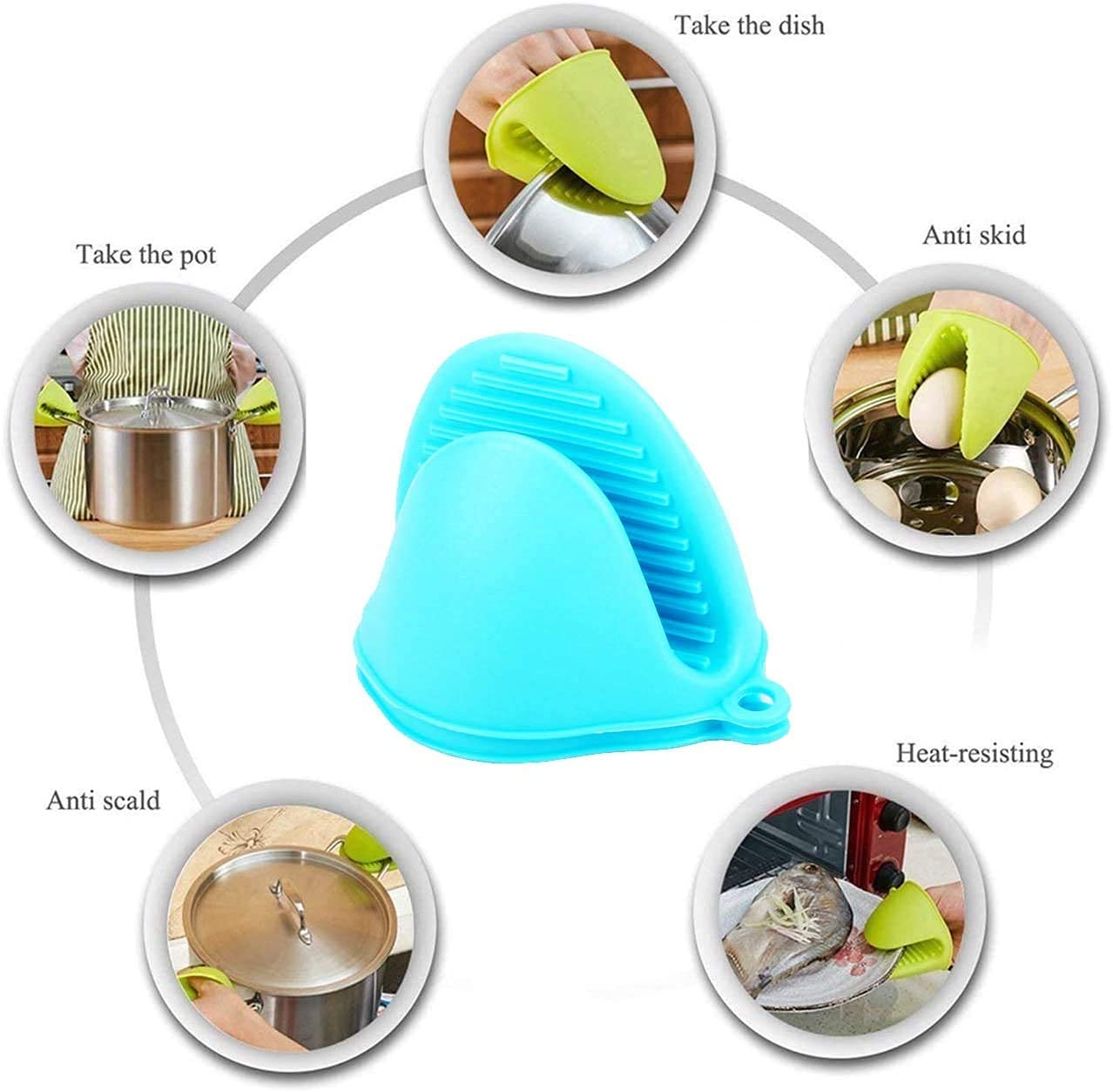 Heat Resistant MISHTI Silicone Oven Mitts & Pot Holder Set (2Pcs) - Non-Slip Grip for Baking, Cooking, Grilling - Microwave Safe Kitchen & BBQ Accessories - Perfect for Holiday Baking, Outdoor Barbecues, and Everyday Kitchen Use