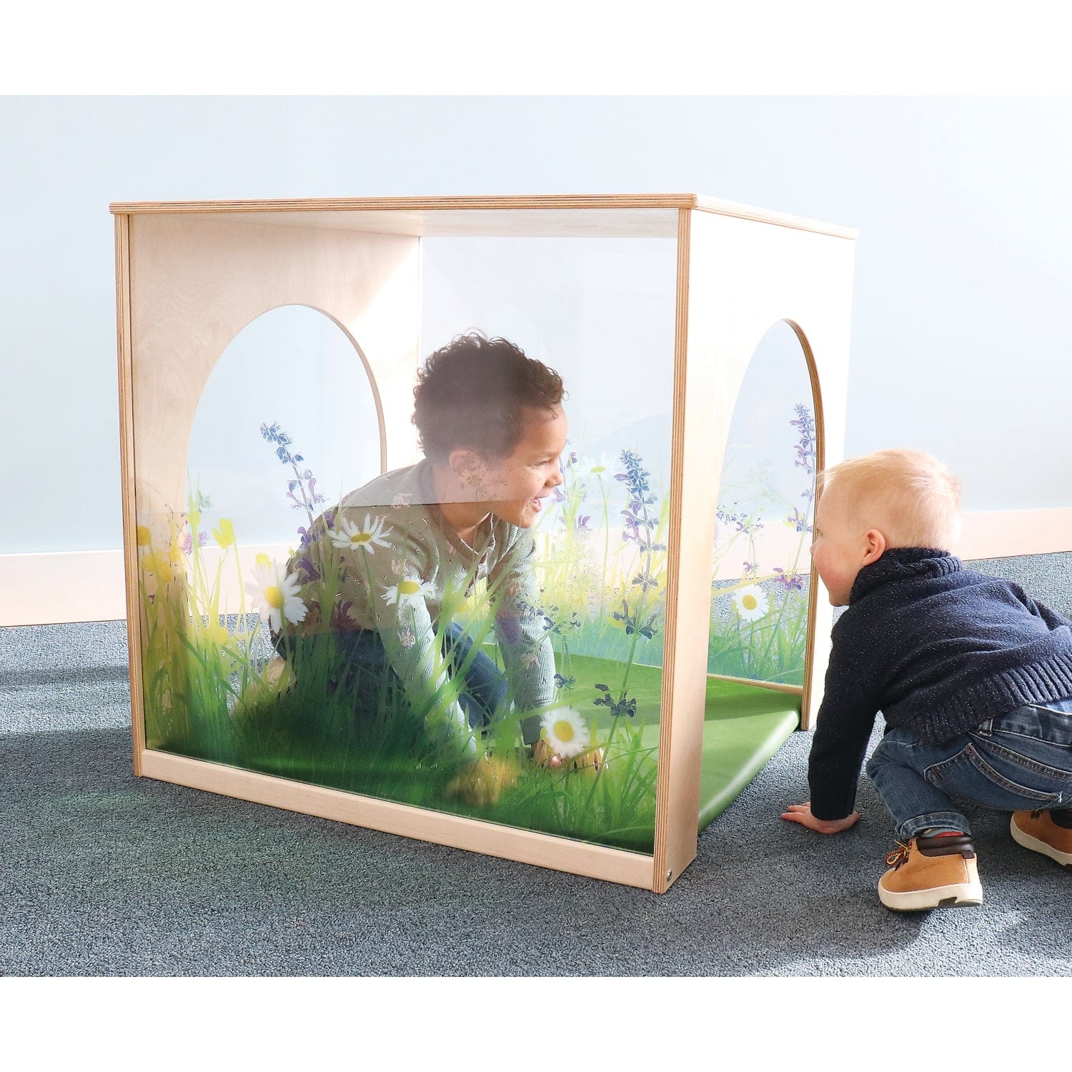 Nature View Playhouse Cube and Mat Set - Kids Indoor Play Tent with Soft Foam Mat for Toddlers - Perfect for Playrooms, Bedrooms & Daycare Centers