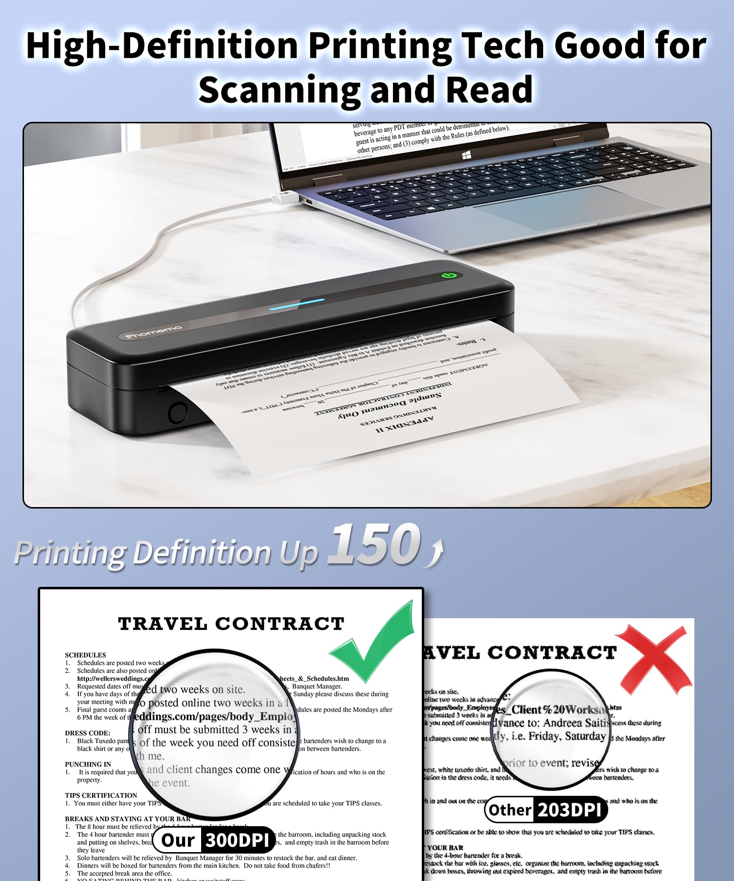 Phomemo M832 Wireless Portable Thermal Printer - Bluetooth Compatible with Phone & Laptop for Travel, Home, Office | Print Multi-Size Labels & Photos On-The-Go | Perfect for Travel Journals, Shipping Labels & Instant Photo Printing