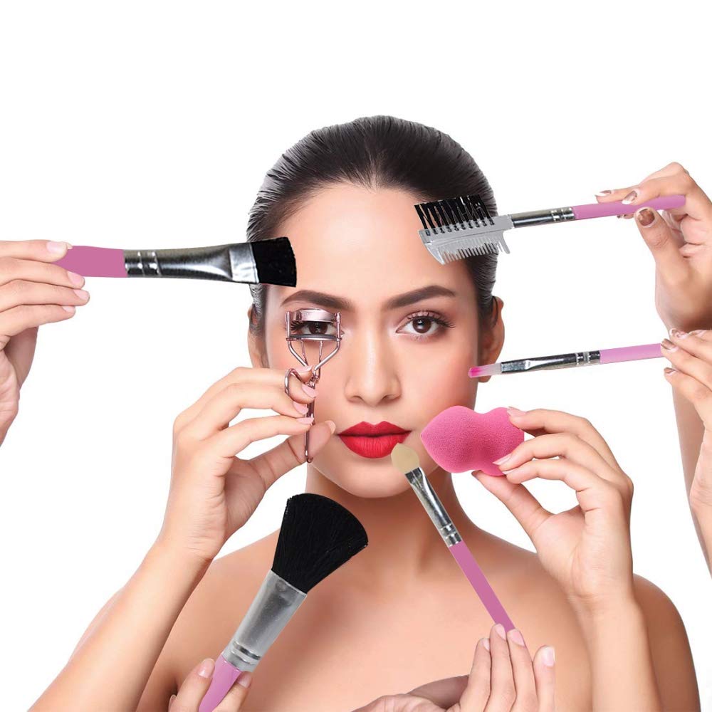Professional Adbeni Beauty Surprise Kit - 12-Piece Makeup Brush Set with Beauty Blender & Eyelash Curler | Vegan Cruelty-Free Makeup Tools for Foundation, Contouring & Eye Makeup | Perfect for Travel & Professional Makeup Artists