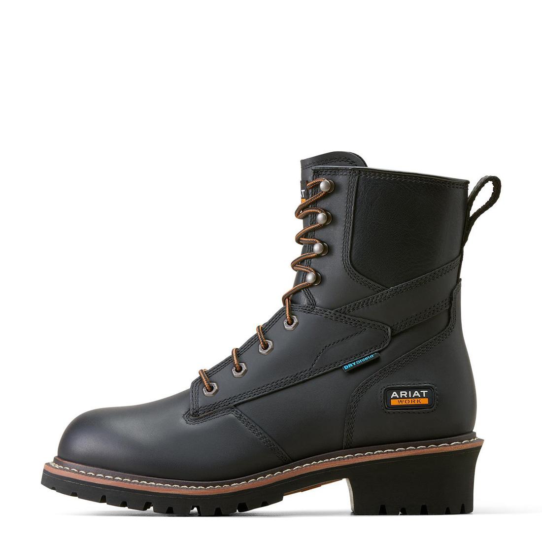 **Waterproof Logger Boots for Men - Soft Toe Shock Shield Work Boots - Black - Ideal for Construction, Hiking & Outdoor Work**