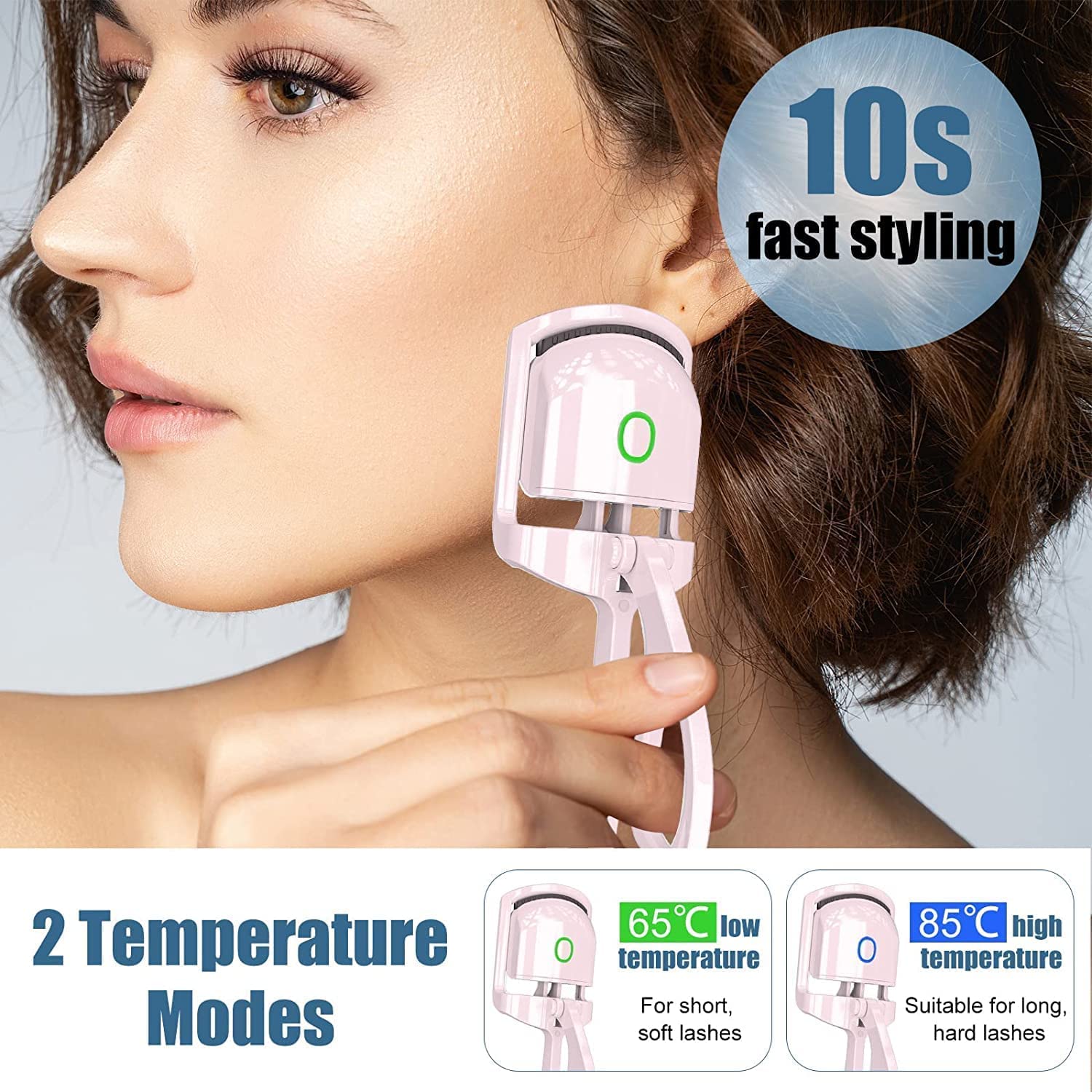 Magnova Store USB Heated Eyelash Curler for Women - 2 Adjustable Temperature Settings, Long-Lasting Warm Curling Tool for Natural Lashes | Perfect for Home Use, Travel & Professional Makeup Application