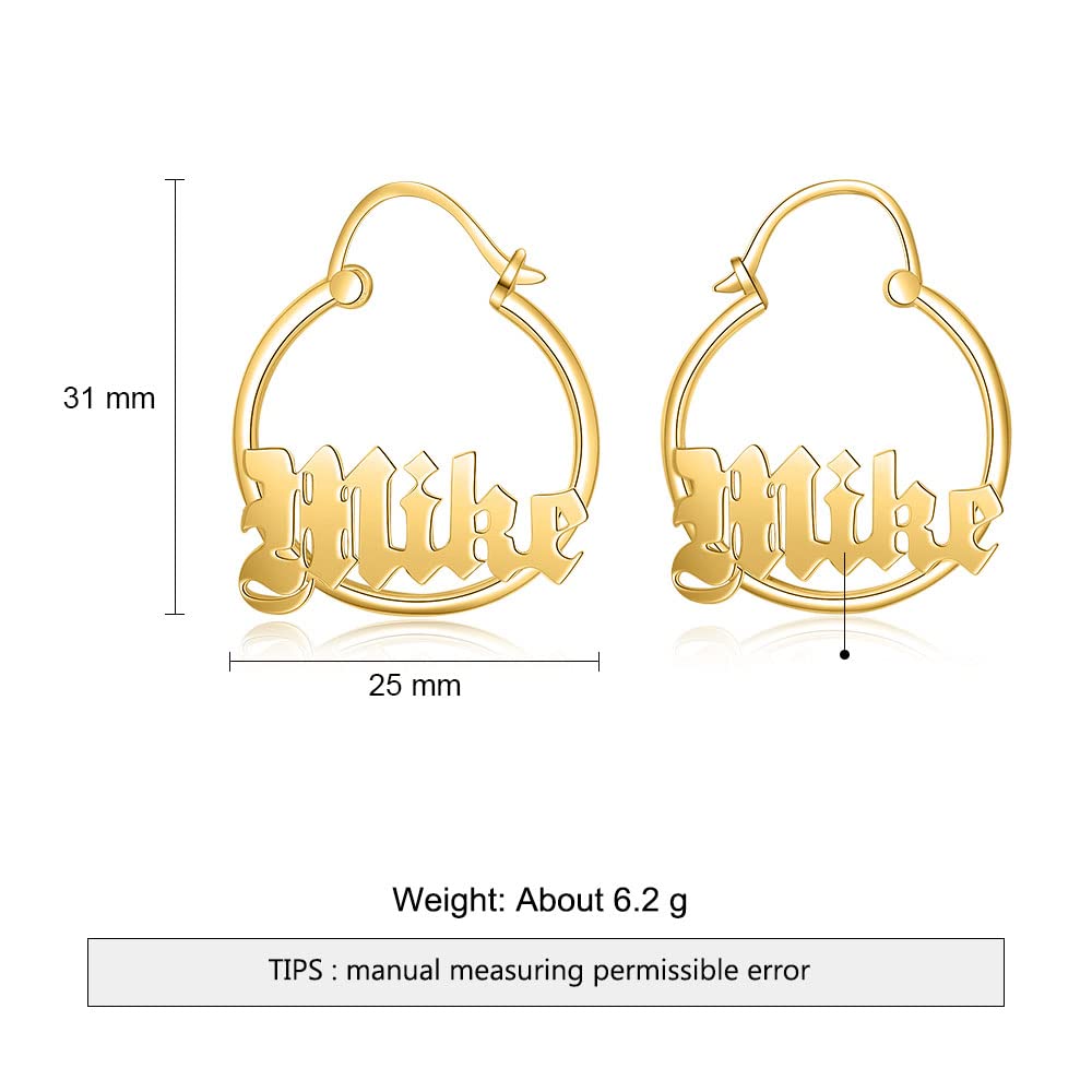 Personalized Name Bamboo Hoop Earrings - Custom Oversized Hip Hop Earrings for Women, Wife, Mom, Daughter & Sister - Perfect for Birthday, Graduation & Special Occasions - Unique Gift Idea for Friends & Loved Ones