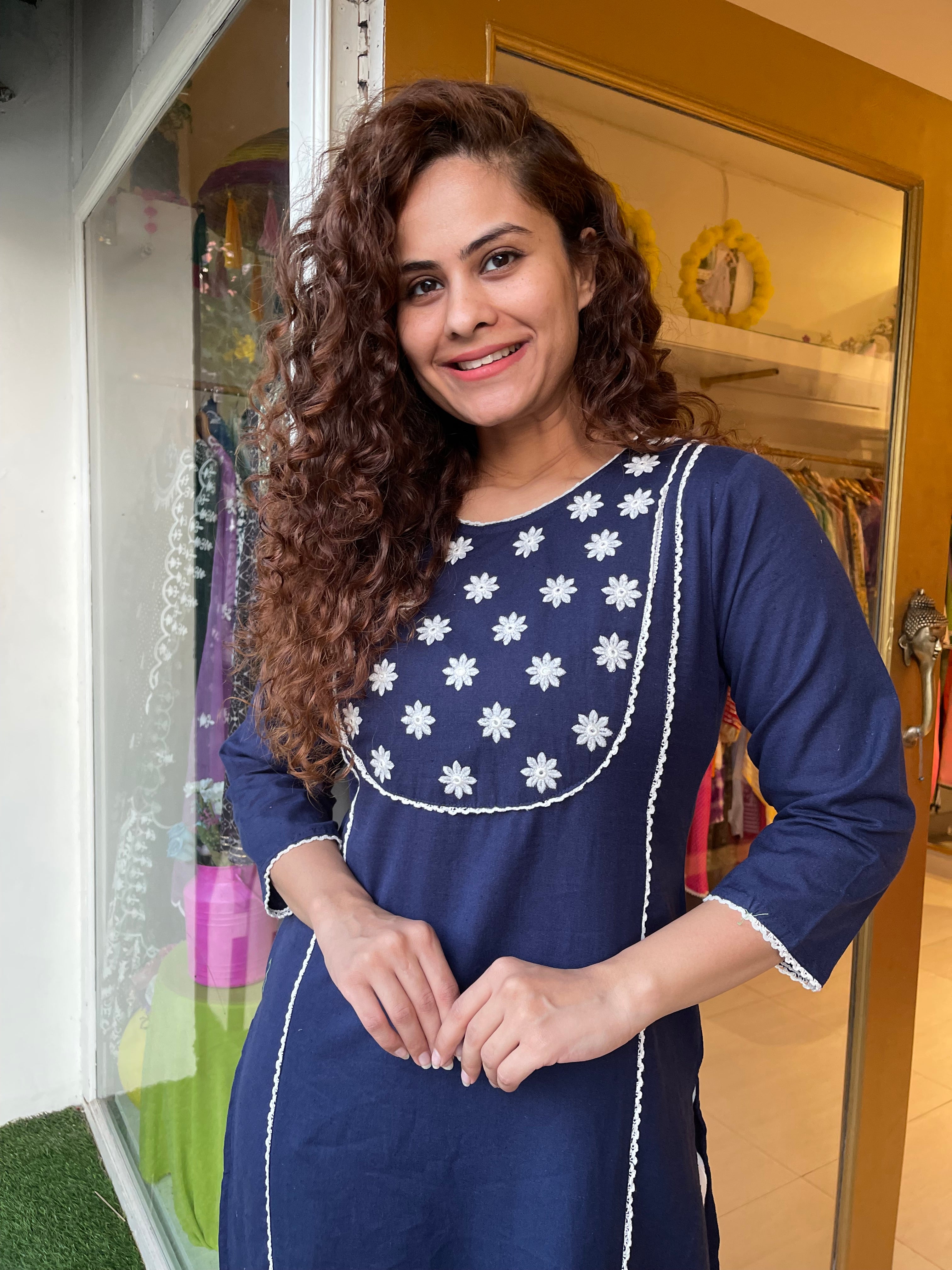Stylish Blue Floral Printed Kurta Set for Women - Perfect for Festivals, Parties & Casual Wear