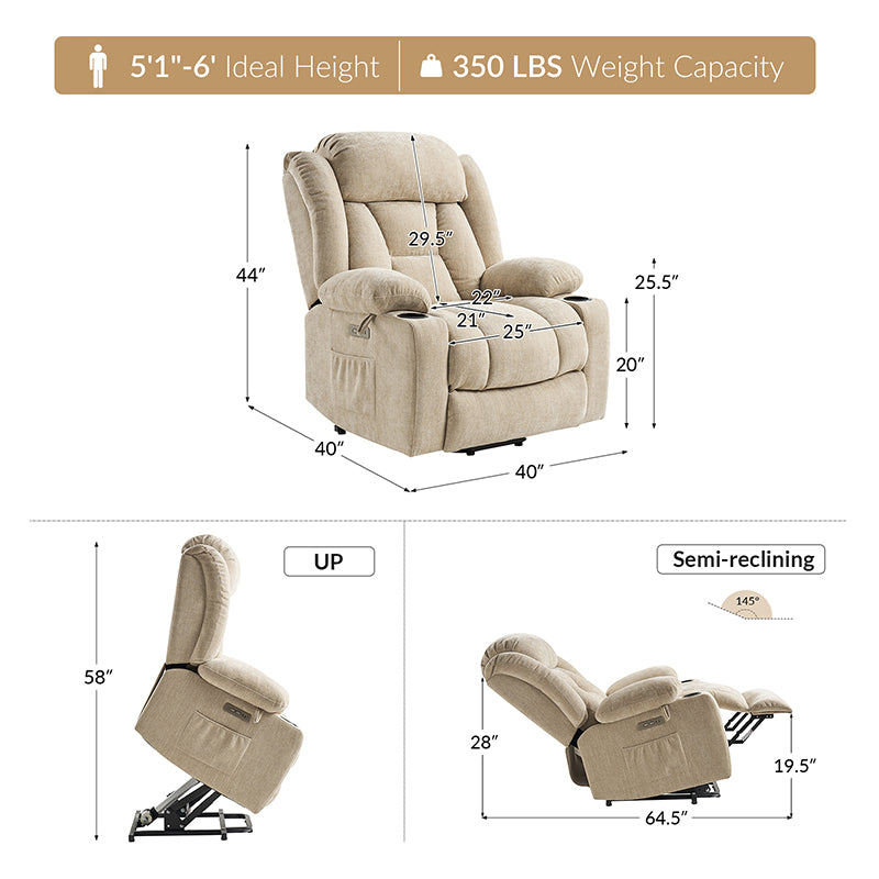 Ethel LuxLift Max Recliner Chair - Premium Lift Assist Reclining Chair for Elderly & Seniors with Easy Operation - Perfect for Living Room, Bedroom & Home Theater Relaxation