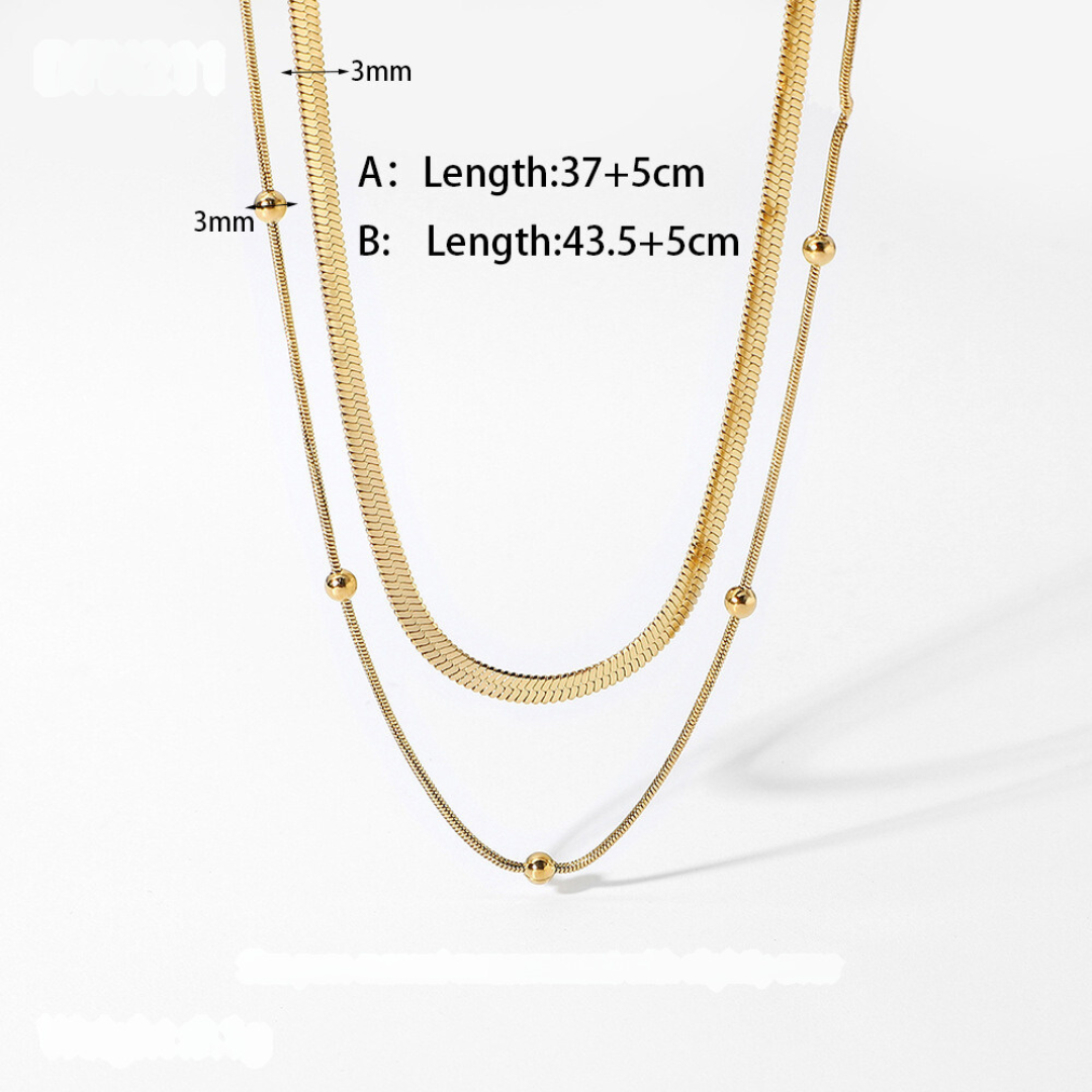 18K Gold Herringbone Chain Choker Necklace for Women - Layered Elegant Minimalist Jewelry Gift for Her | Perfect for Date Night, Wedding & Special Occasions | JDN627