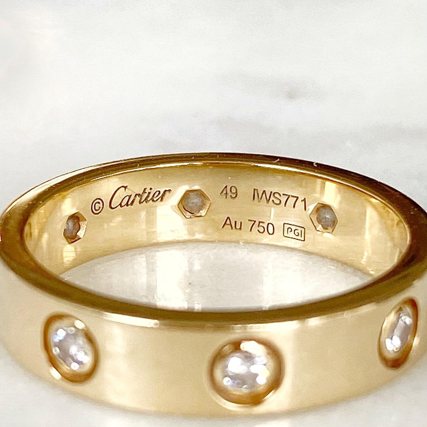 Cartier 18K Yellow Gold Love Ring with 8 Diamonds - Size 49 | Luxury Wedding Band, Anniversary Gift for Her, Romantic Jewelry for Special Occasions