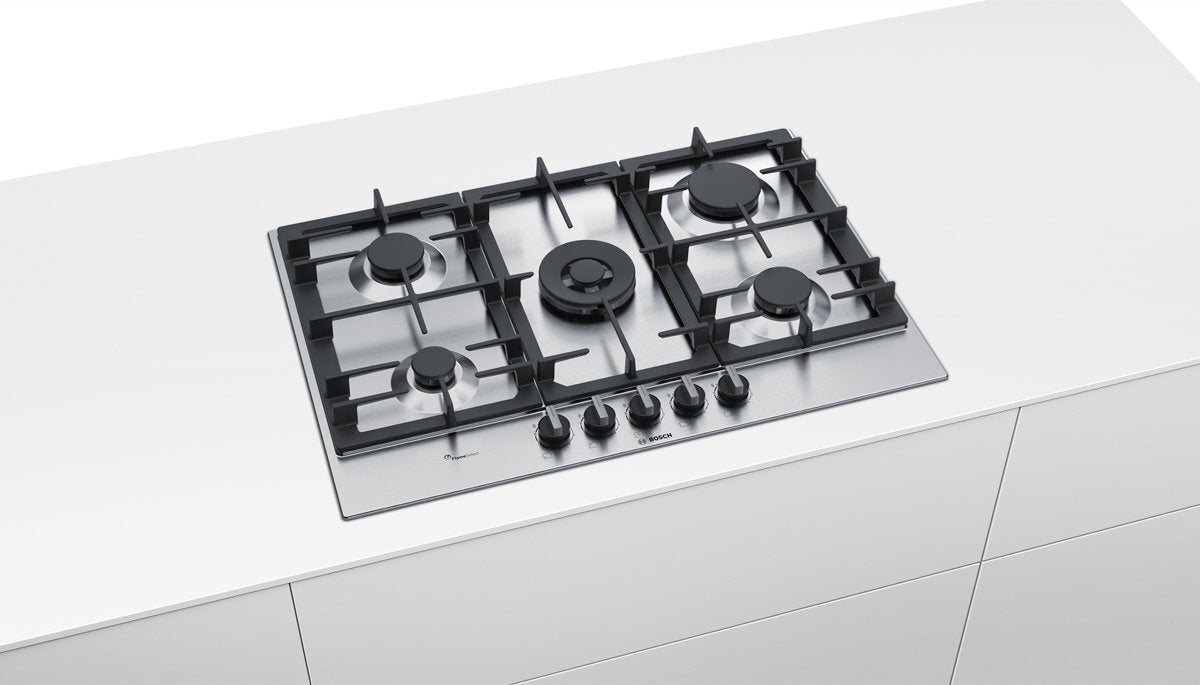 Bosch Serie 6 75cm Natural Gas Cooktop PCR7A5B90A - Premium Stainless Steel Gas Stove for Modern Kitchens | Perfect for Home Cooking, Entertaining & Professional Chefs