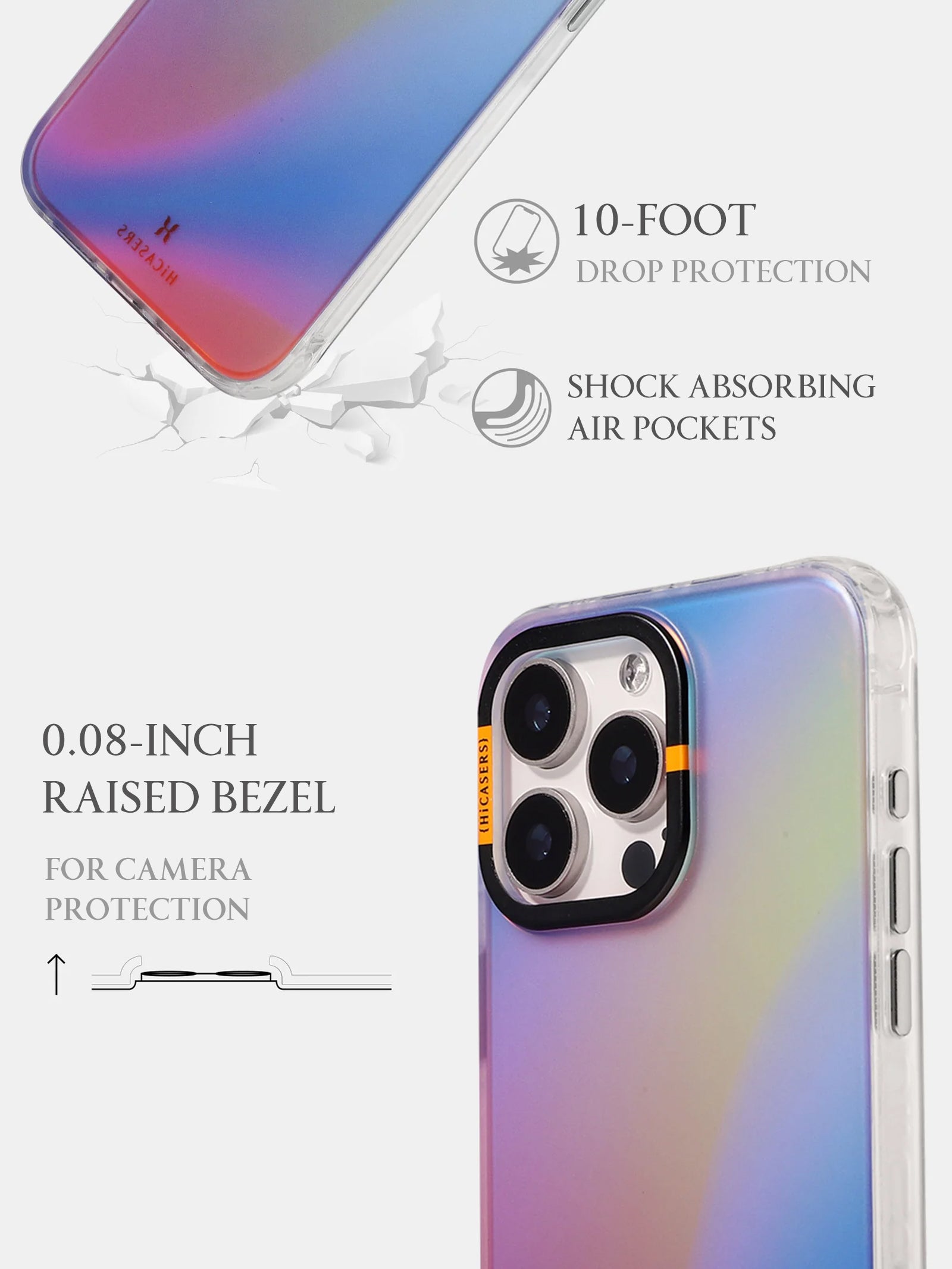 Sky Gradient Clear Phone Case - Amber & Lilac Color for iPhone & Samsung | Trendy Protective Cover for Everyday Use & Style