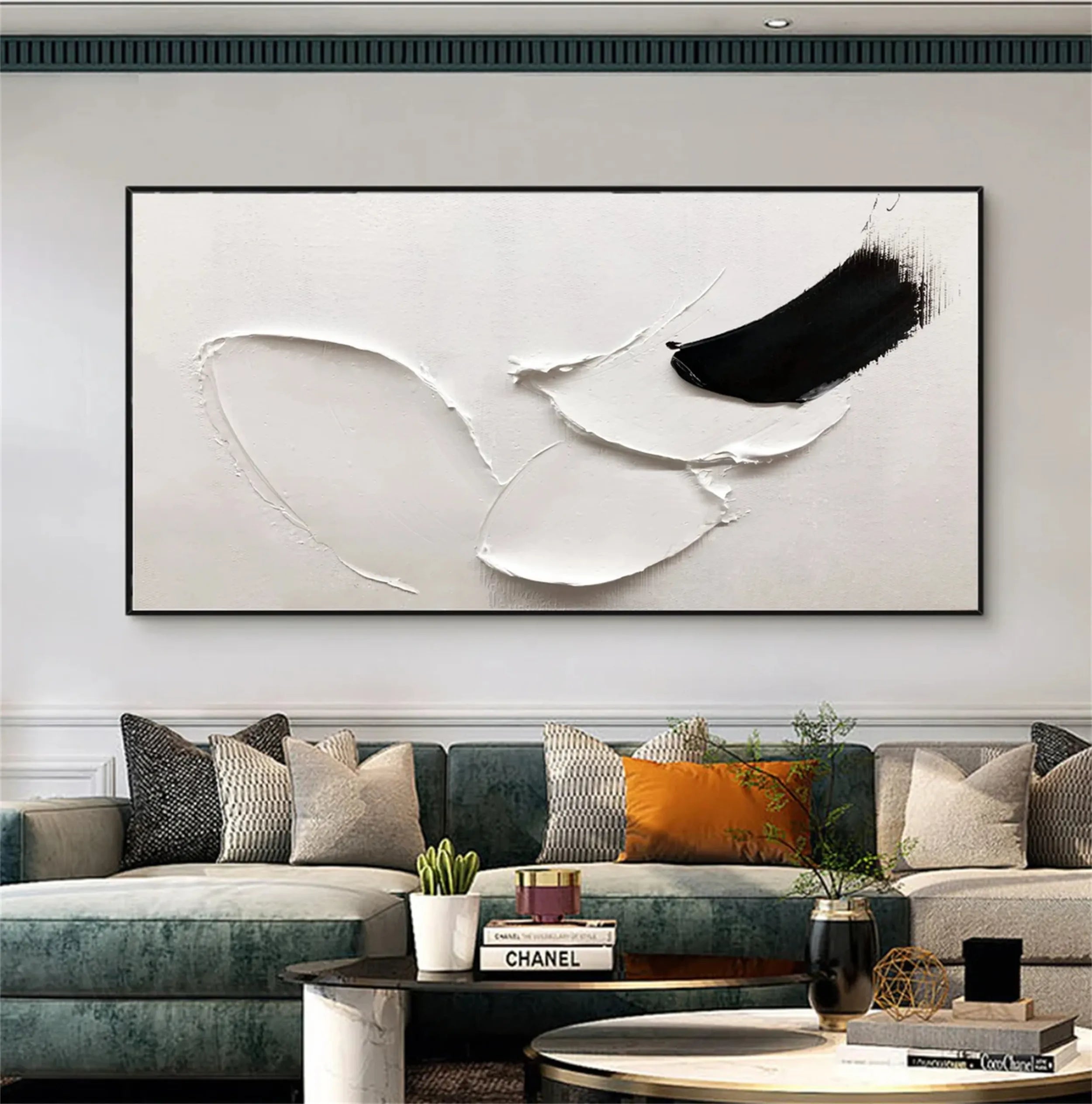 Minimalist Textured Painting Canvas - White & Black Abstract Wall Art #MM209 | Perfect for Modern Home Decor, Office & Living Room